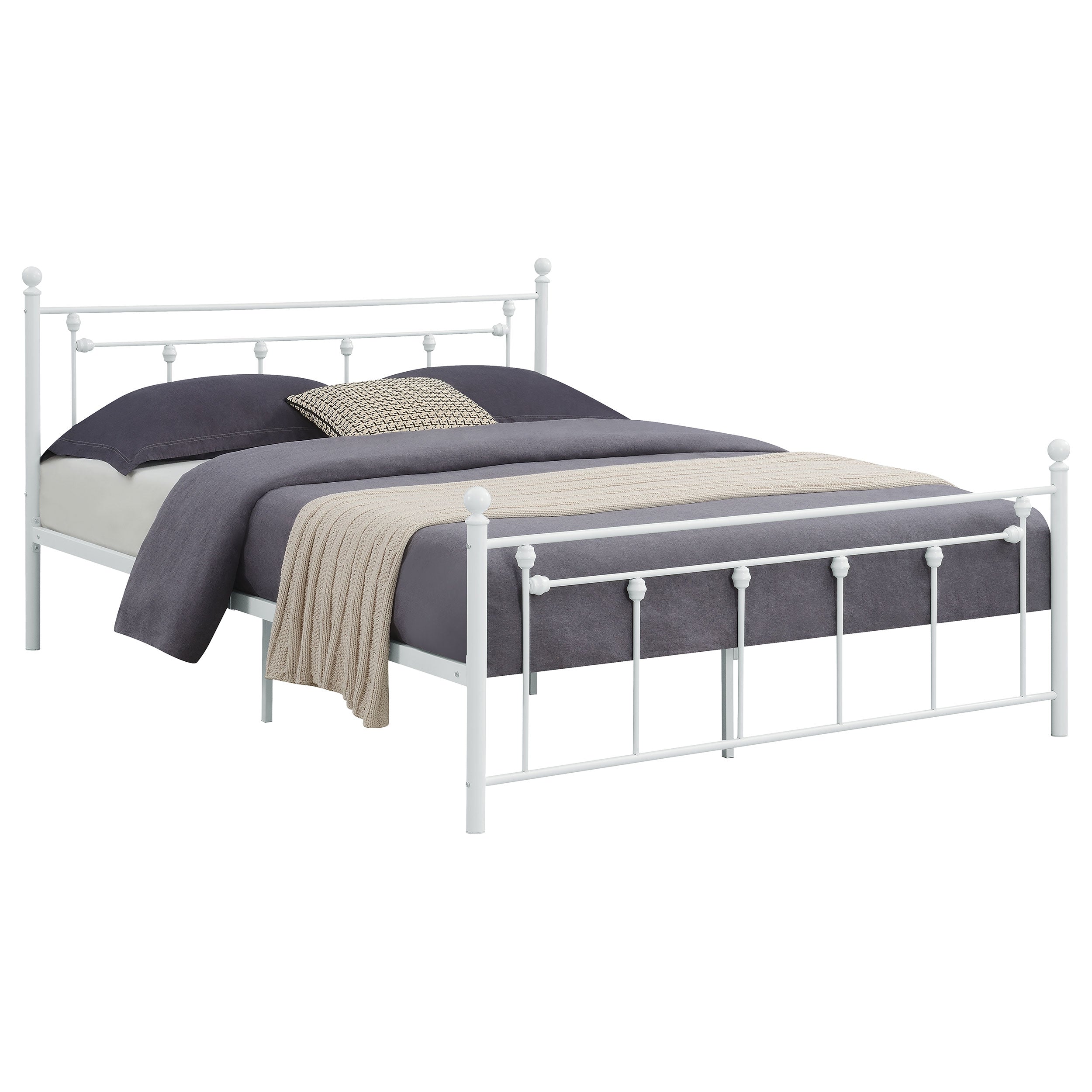 Metal Slatted Headboard Platform Bed Queen