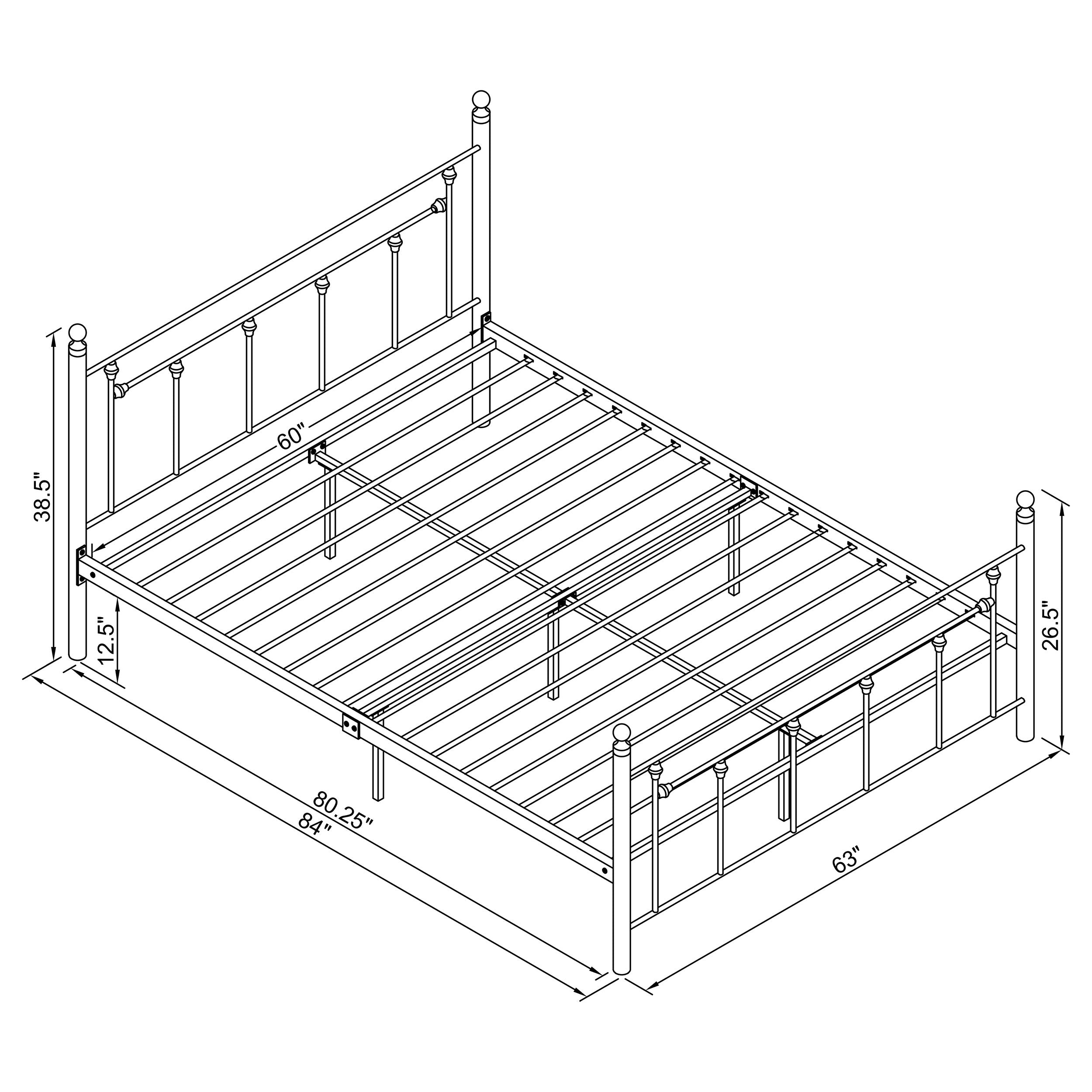 Metal Slatted Headboard Platform Bed Queen