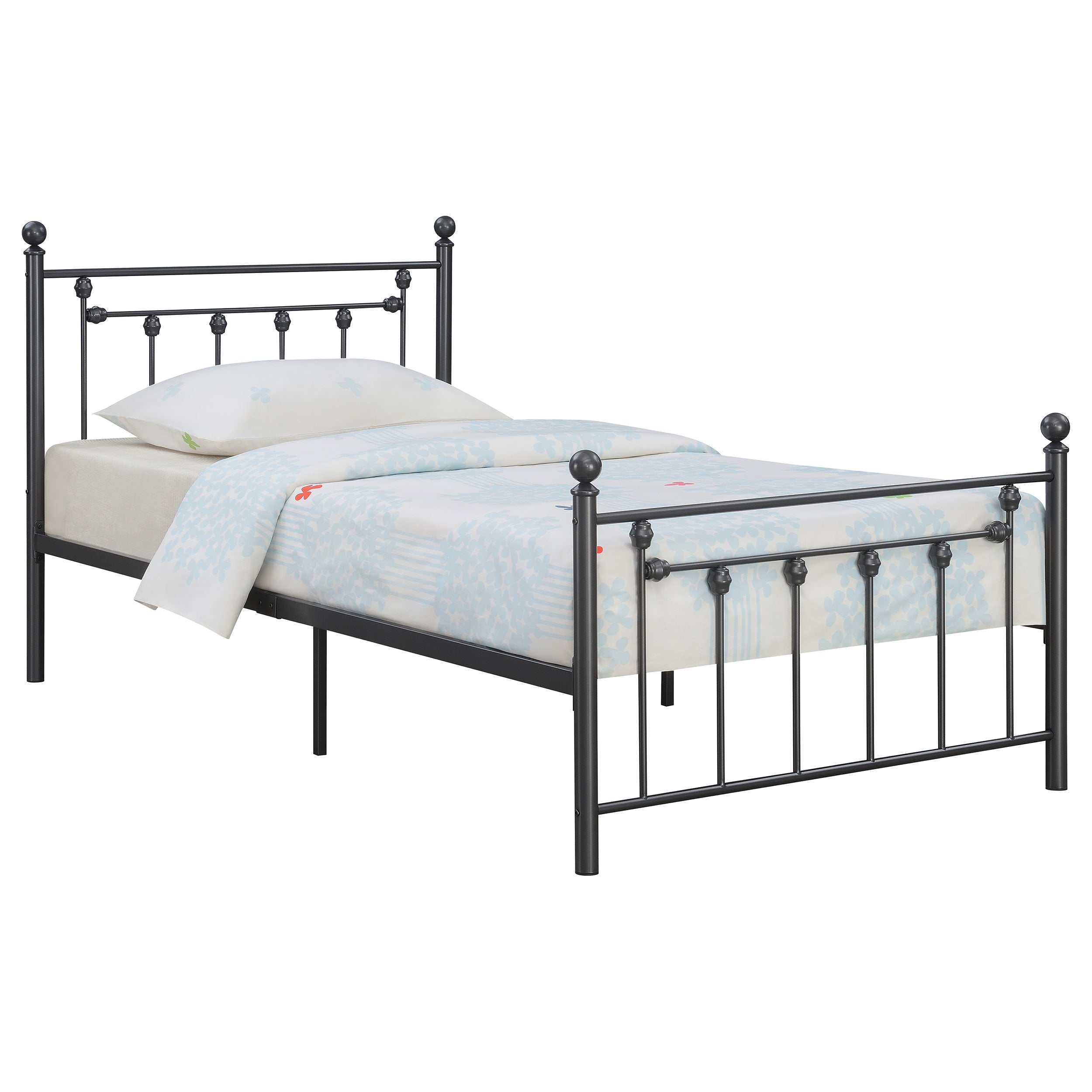 Metal Slatted Headboard Platform Bed Twin