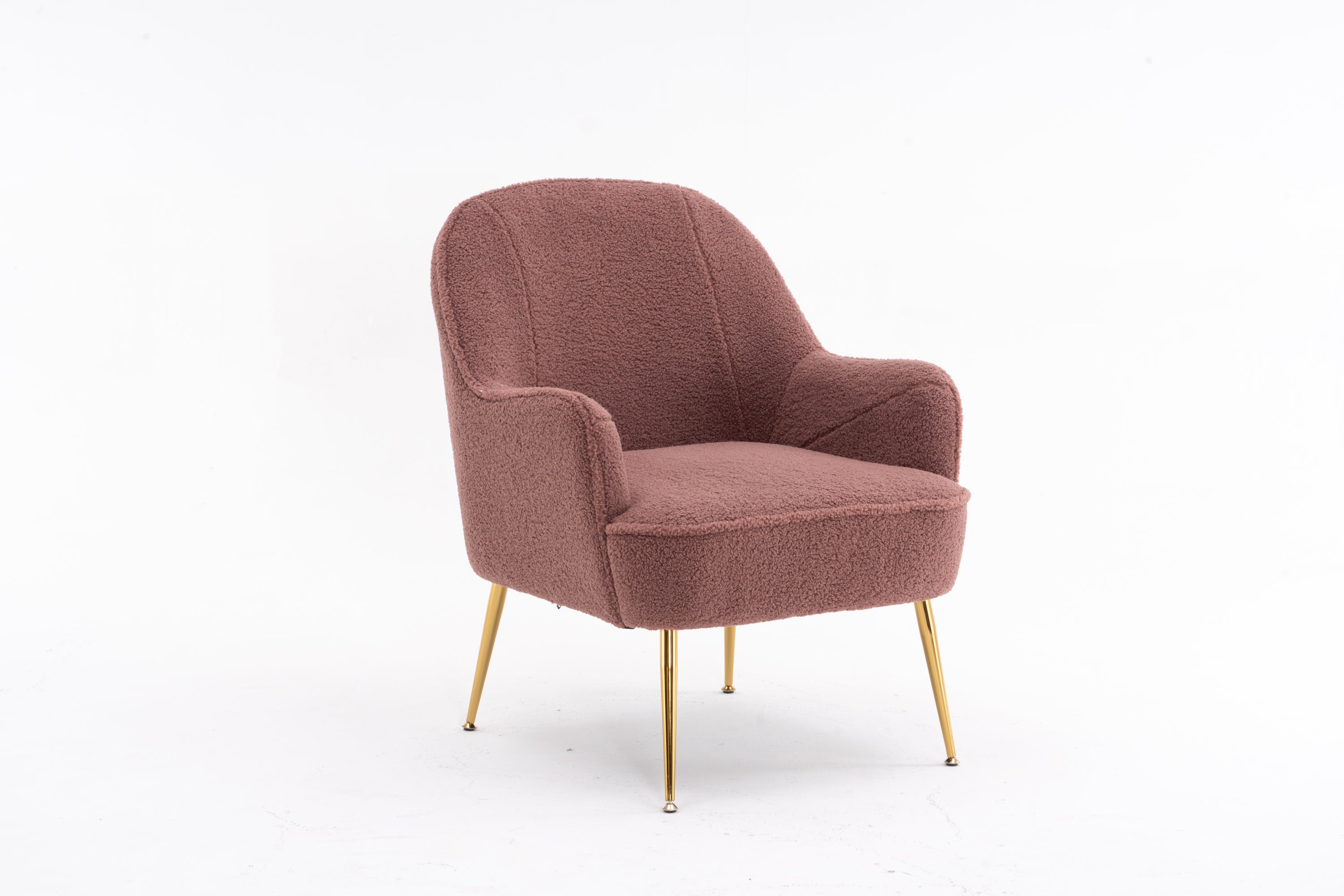 001-Modern Soft Teddy Fabric Accent Chair With Gold Metal Legs For Indoor,Red