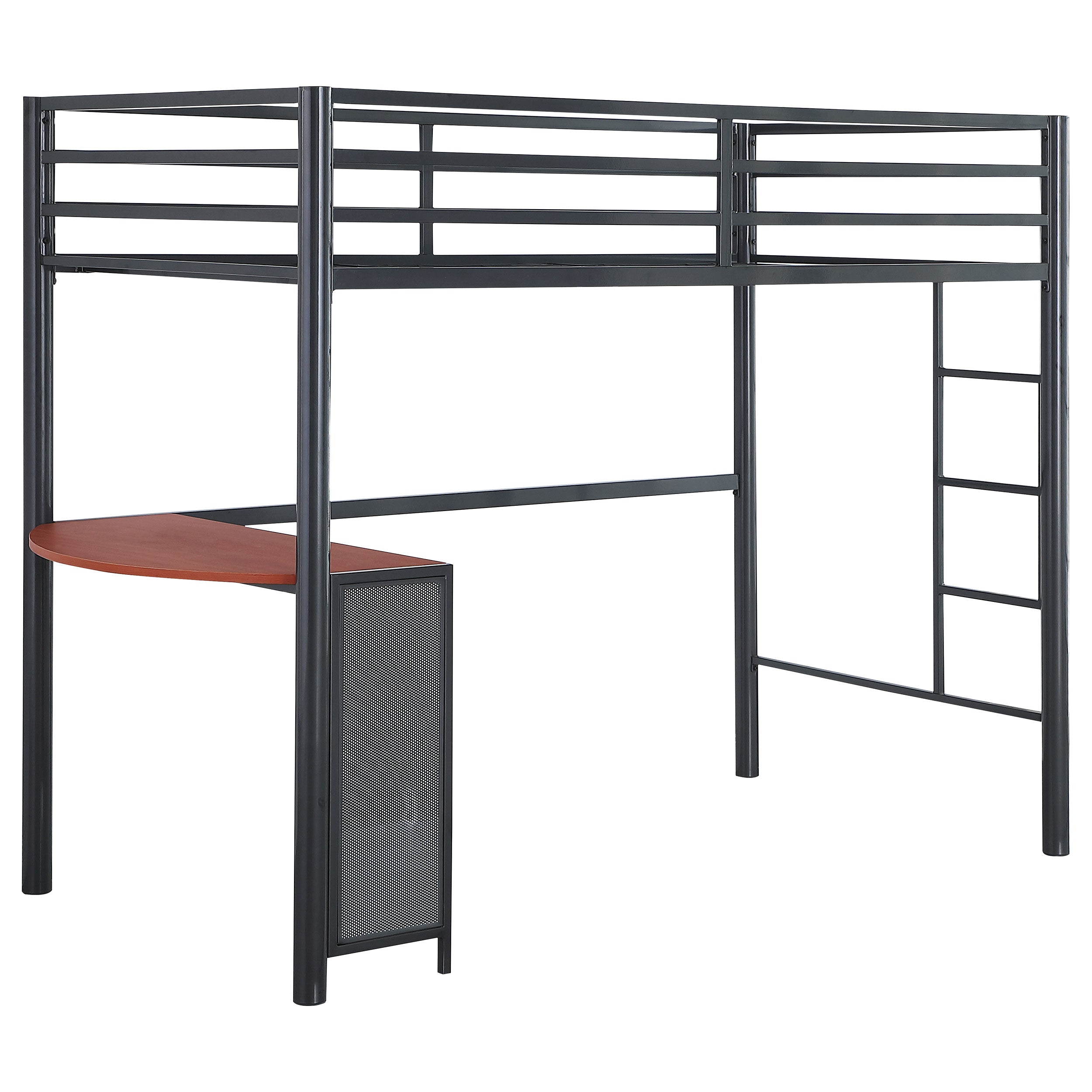 Fisher 2-piece Metal Workstation Loft Bed Set Gunmetal Twin Bed