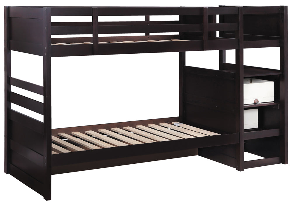 Elliott Twin Over Twin Stairway Bunk Bed Cappuccino