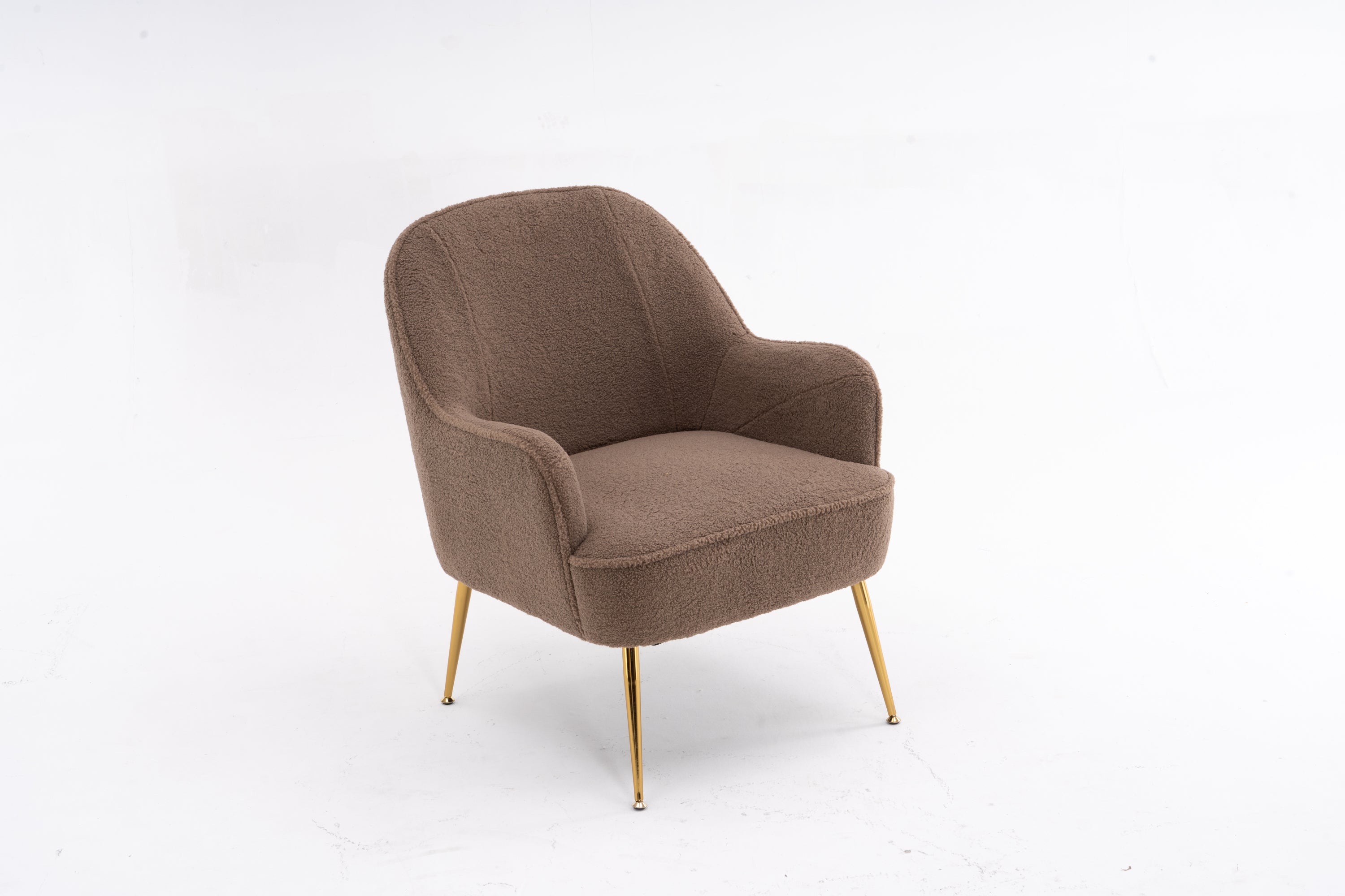 001-Modern Soft Teddy Fabric Accent Chair With Gold Metal Legs For Indoor,Coffee