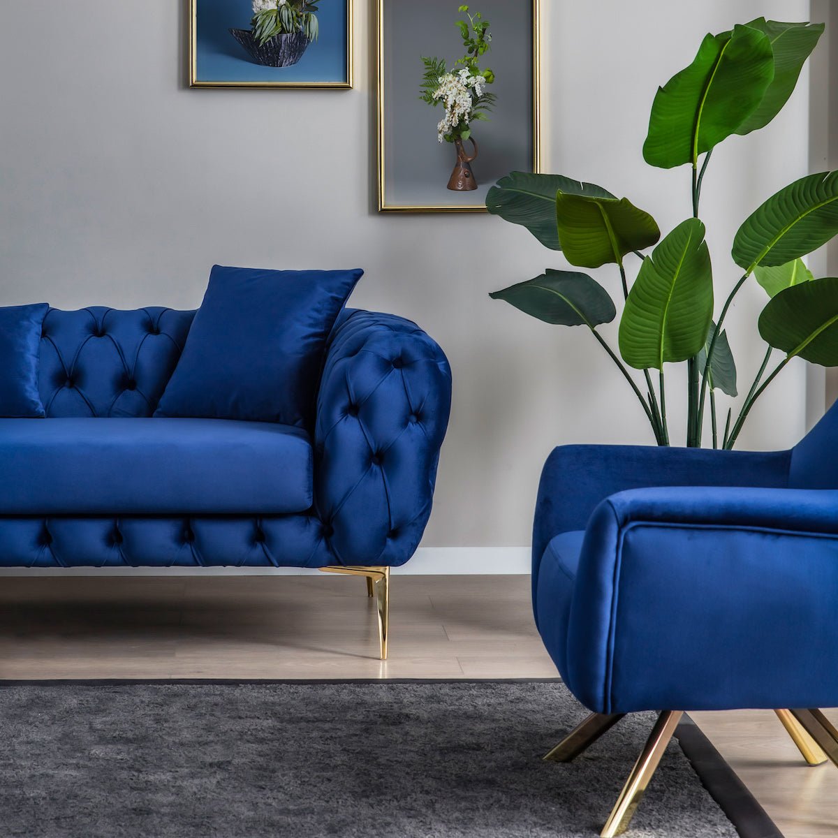 Jessica Sofa Navy Blue Velvet