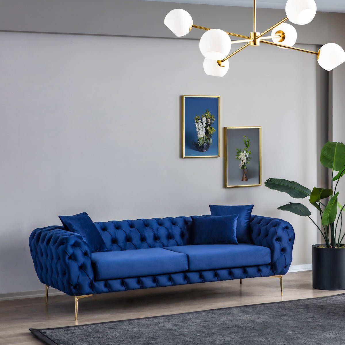 Jessica Sofa Navy Blue Velvet