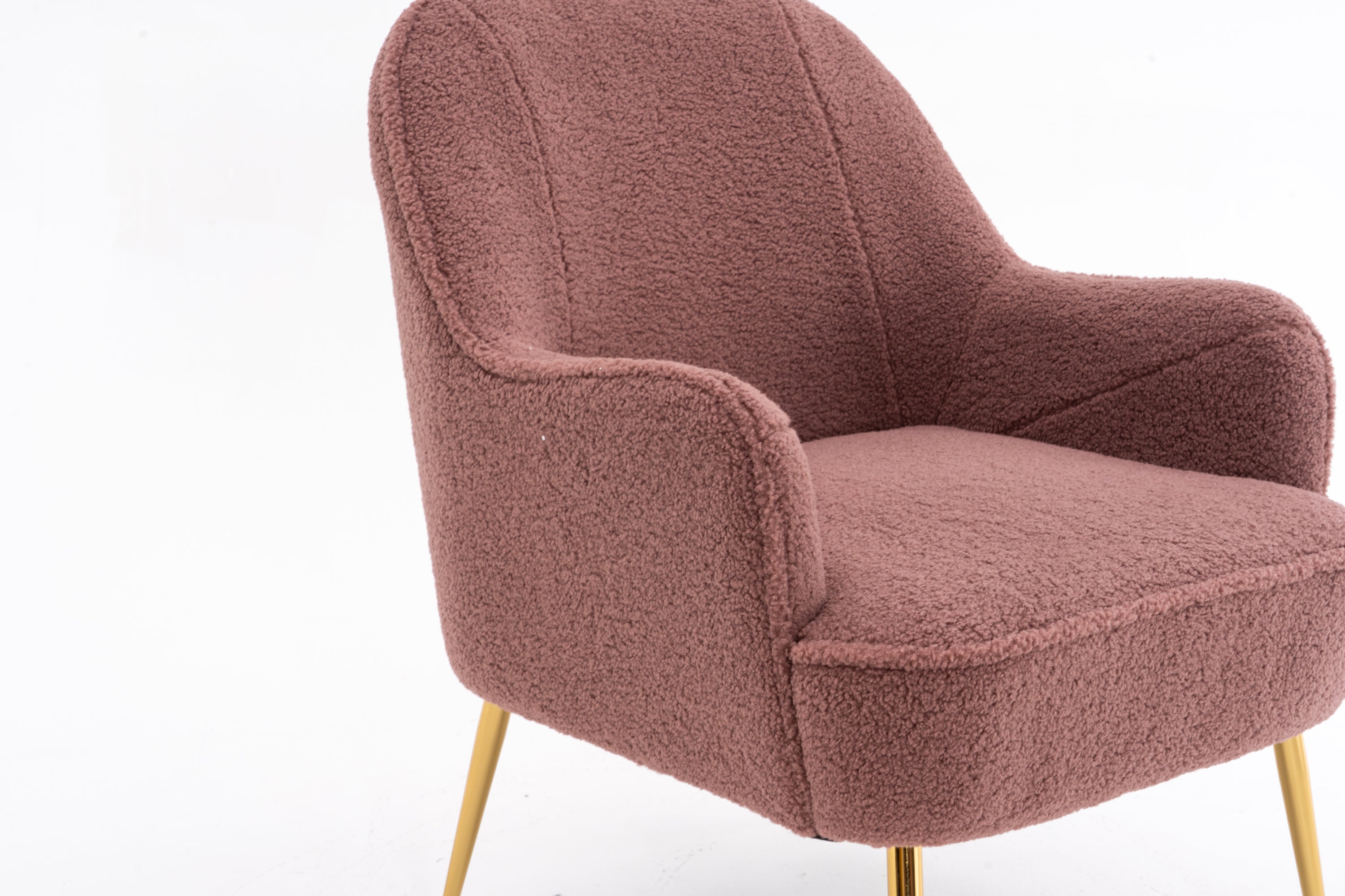 001-Modern Soft Teddy Fabric Accent Chair With Gold Metal Legs For Indoor,Red