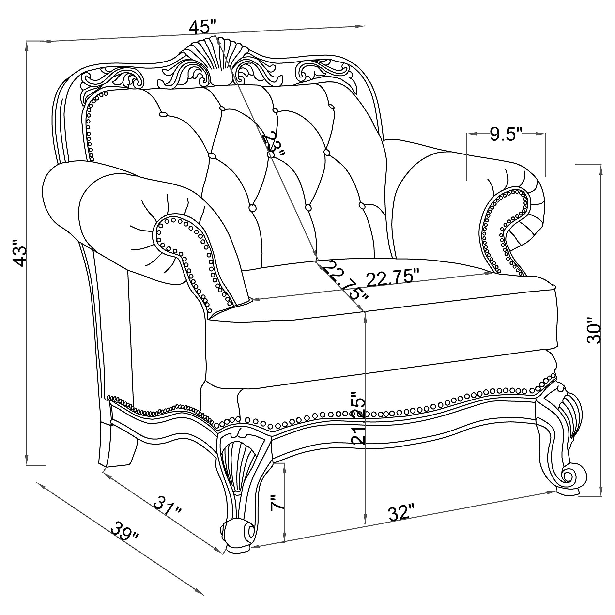 Victoria Rolled Arm Chair Tri-tone and Brown