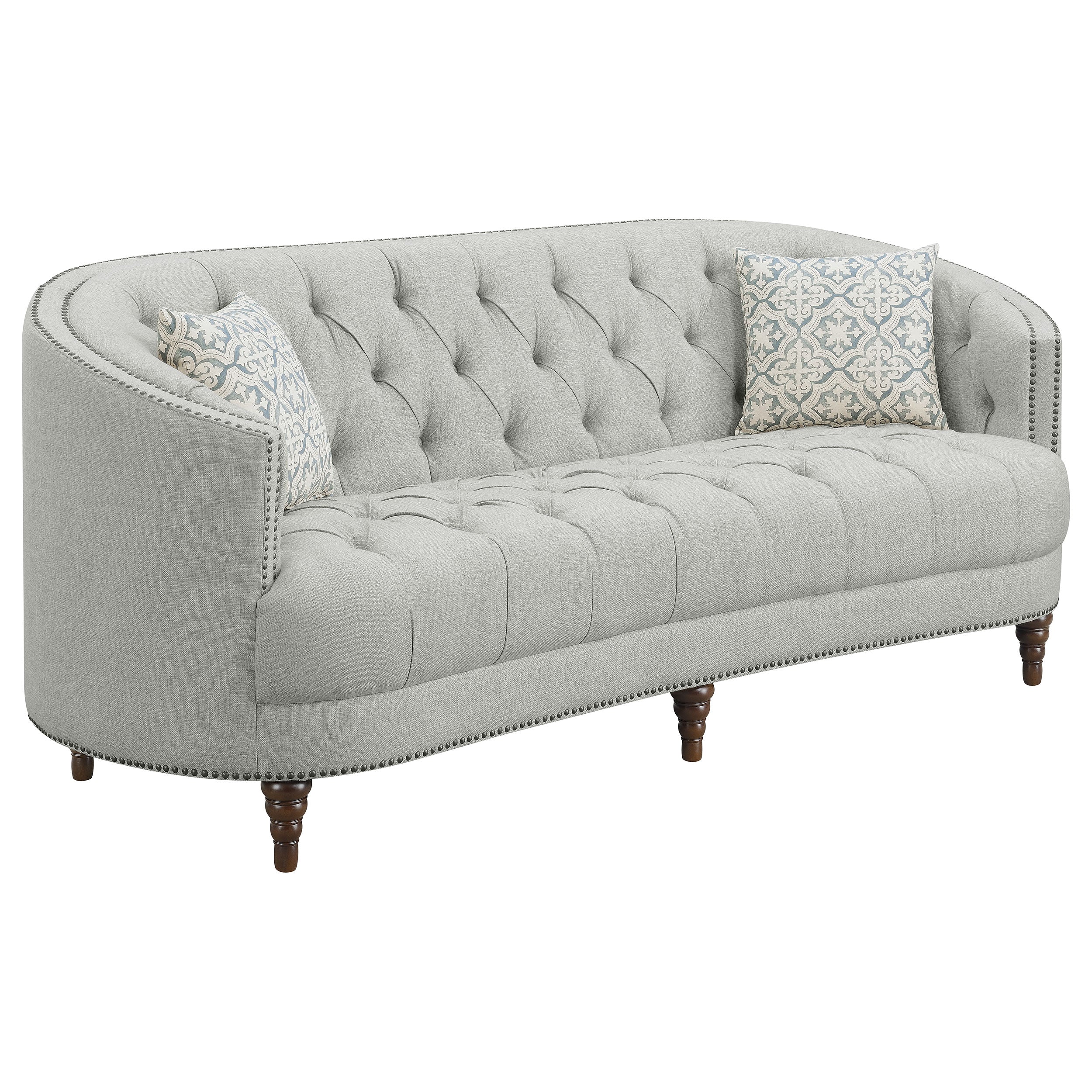 Avonlea Upholstered Tufted Living Room Set Grey Sofa Grey