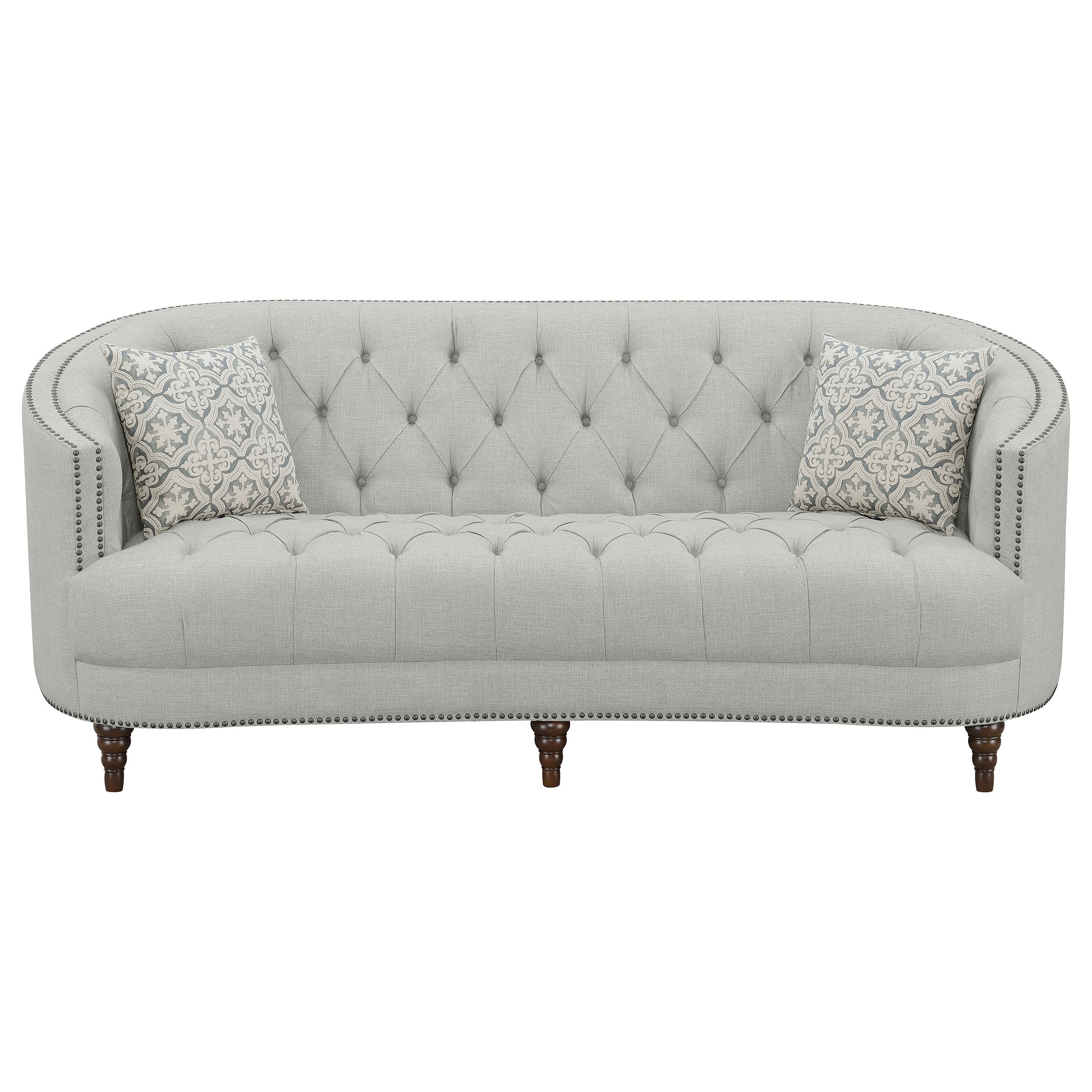 Avonlea Upholstered Tufted Living Room Set Grey Sofa Grey