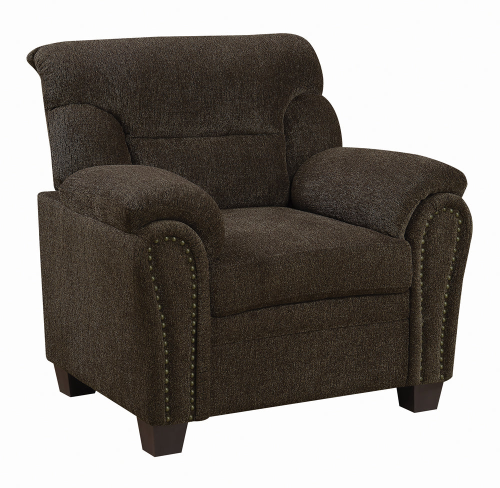 Clementine Upholstered Chair with Nailhead Trim Brown