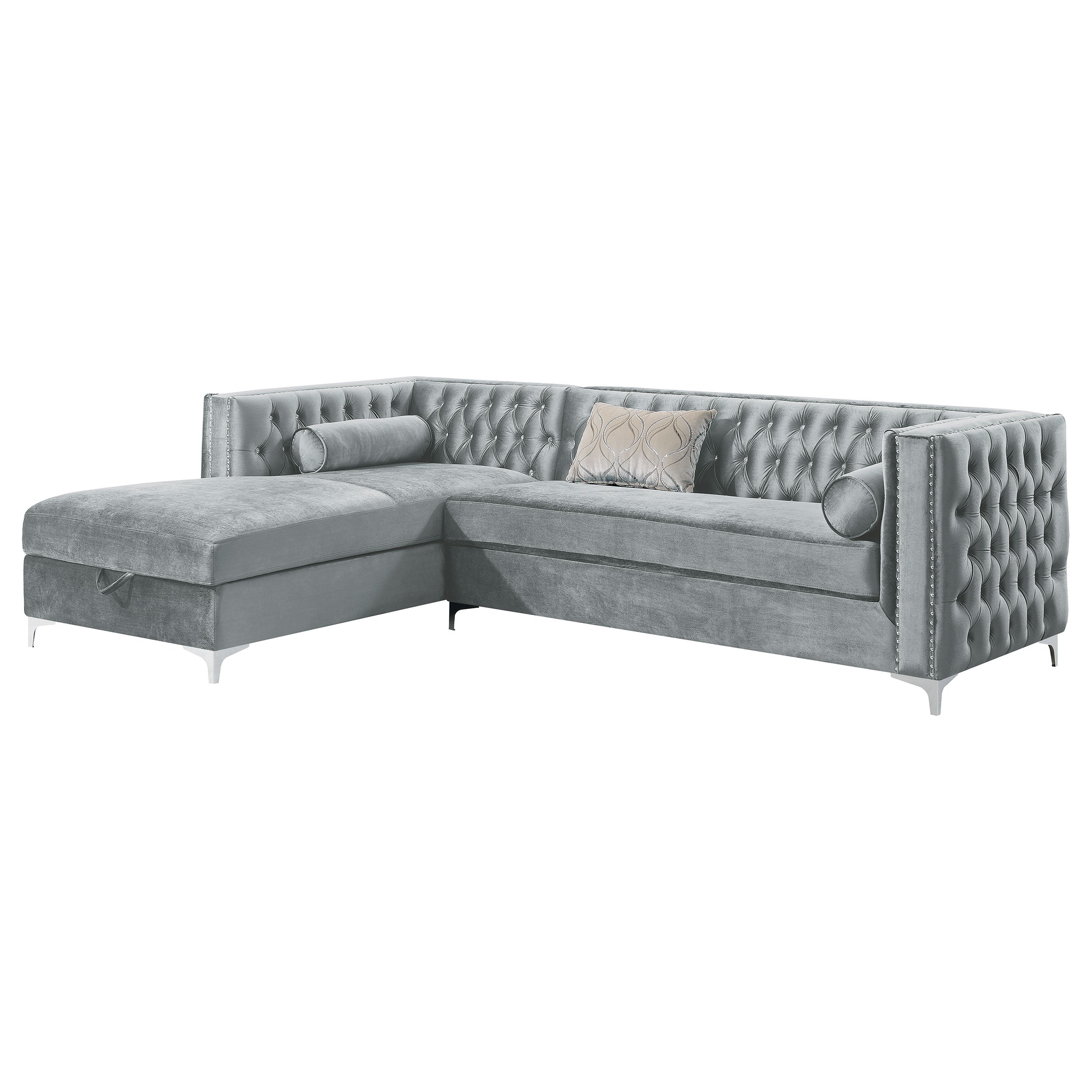 Bellaire Button-tufted Upholstered Sectional Silver