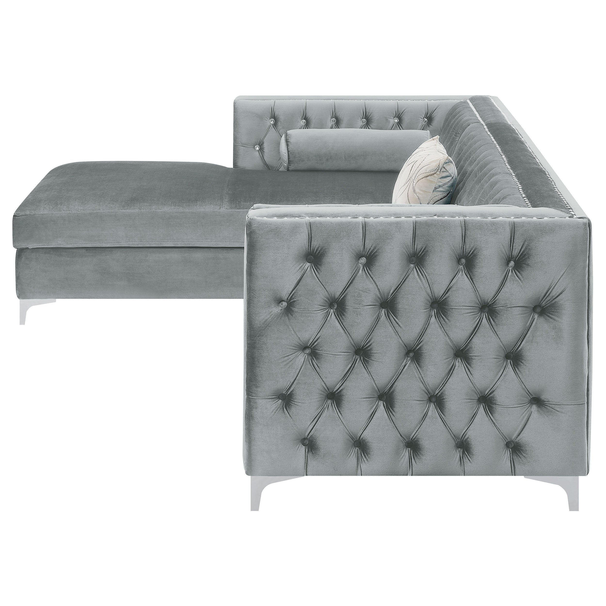 Bellaire Button-tufted Upholstered Sectional Silver