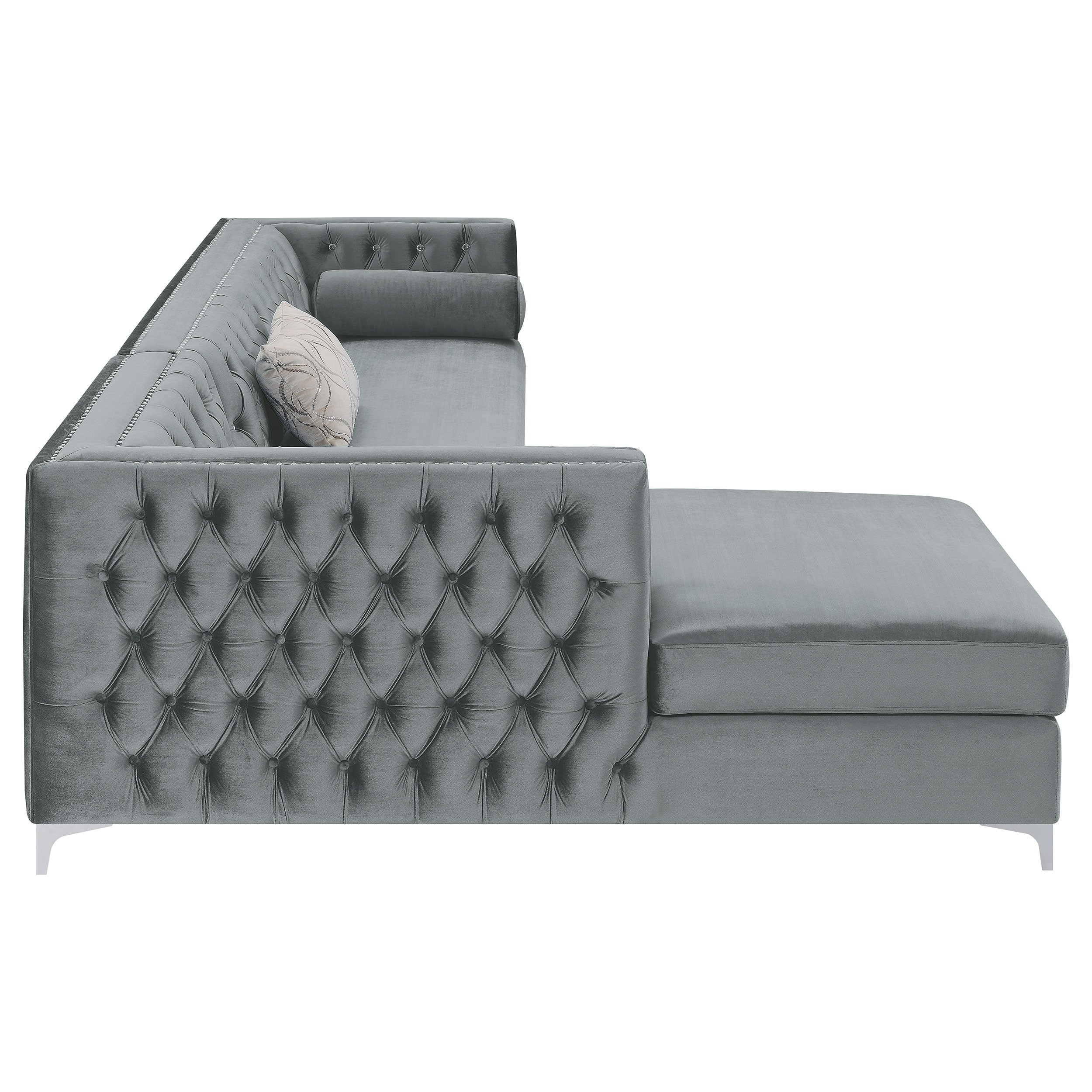 Bellaire Button-tufted Upholstered Sectional Silver