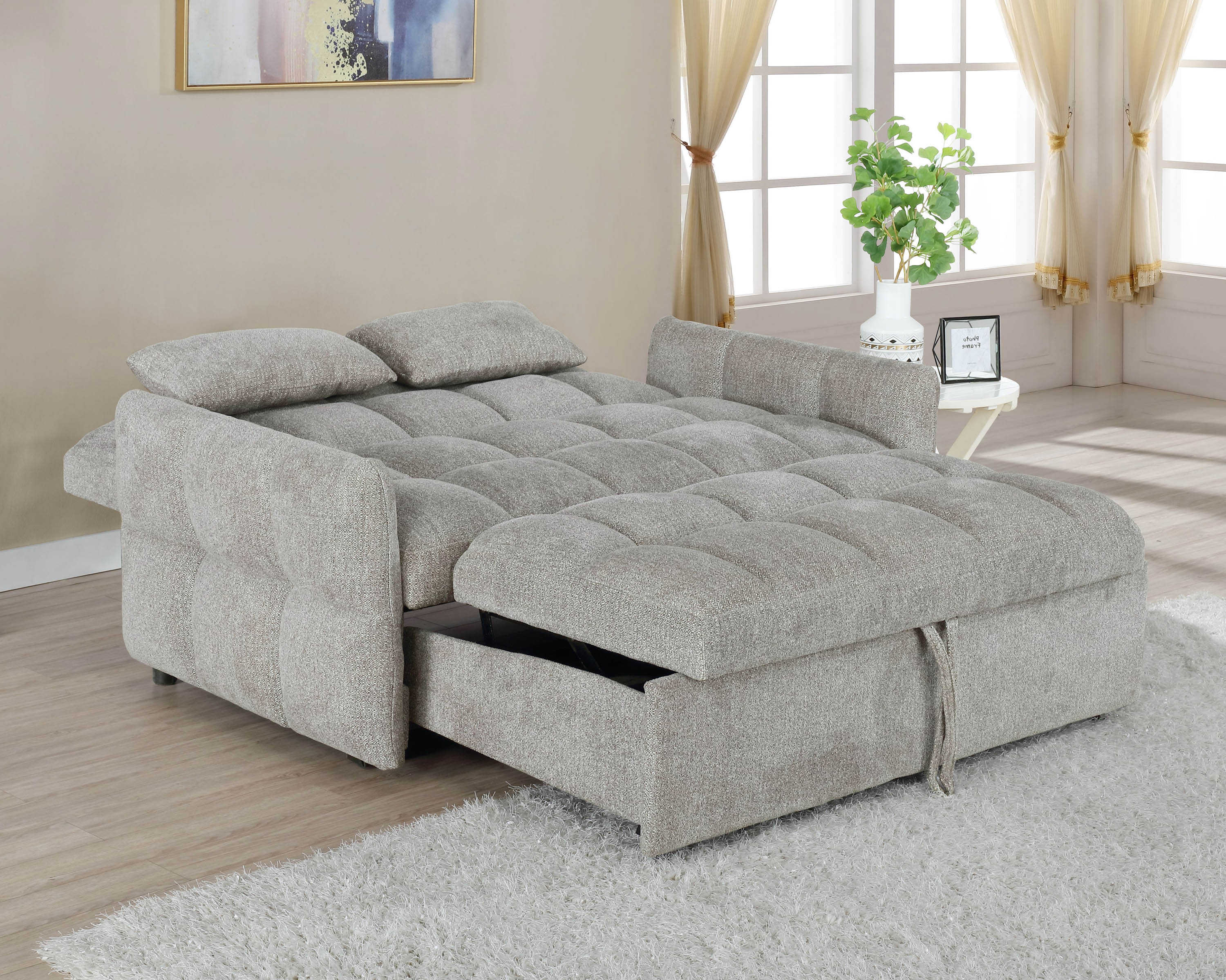 Cotswold Tufted Cushion Sleeper Sofa Bed Light Grey