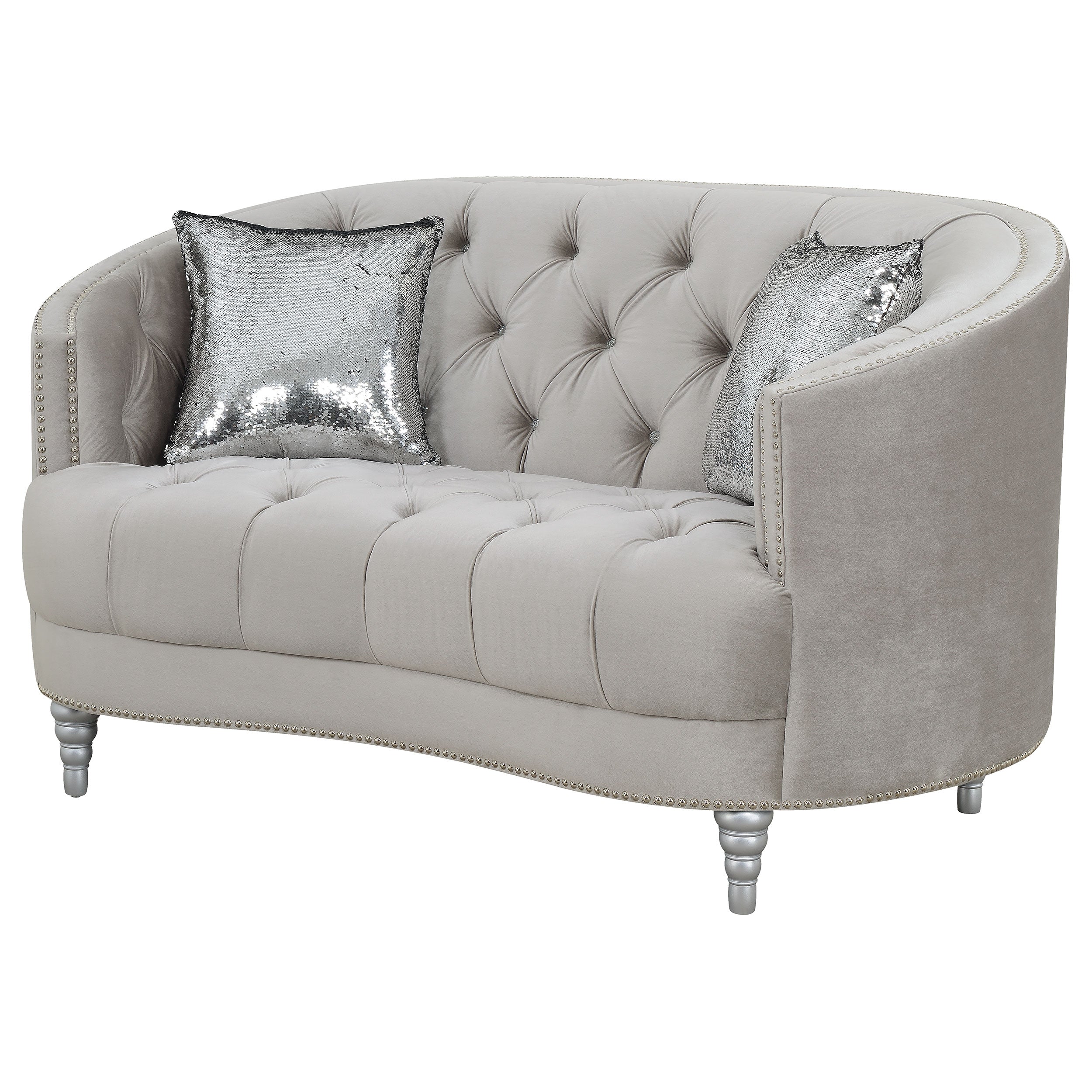 Avonlea Sloped Arm Tufted Loveseat Grey