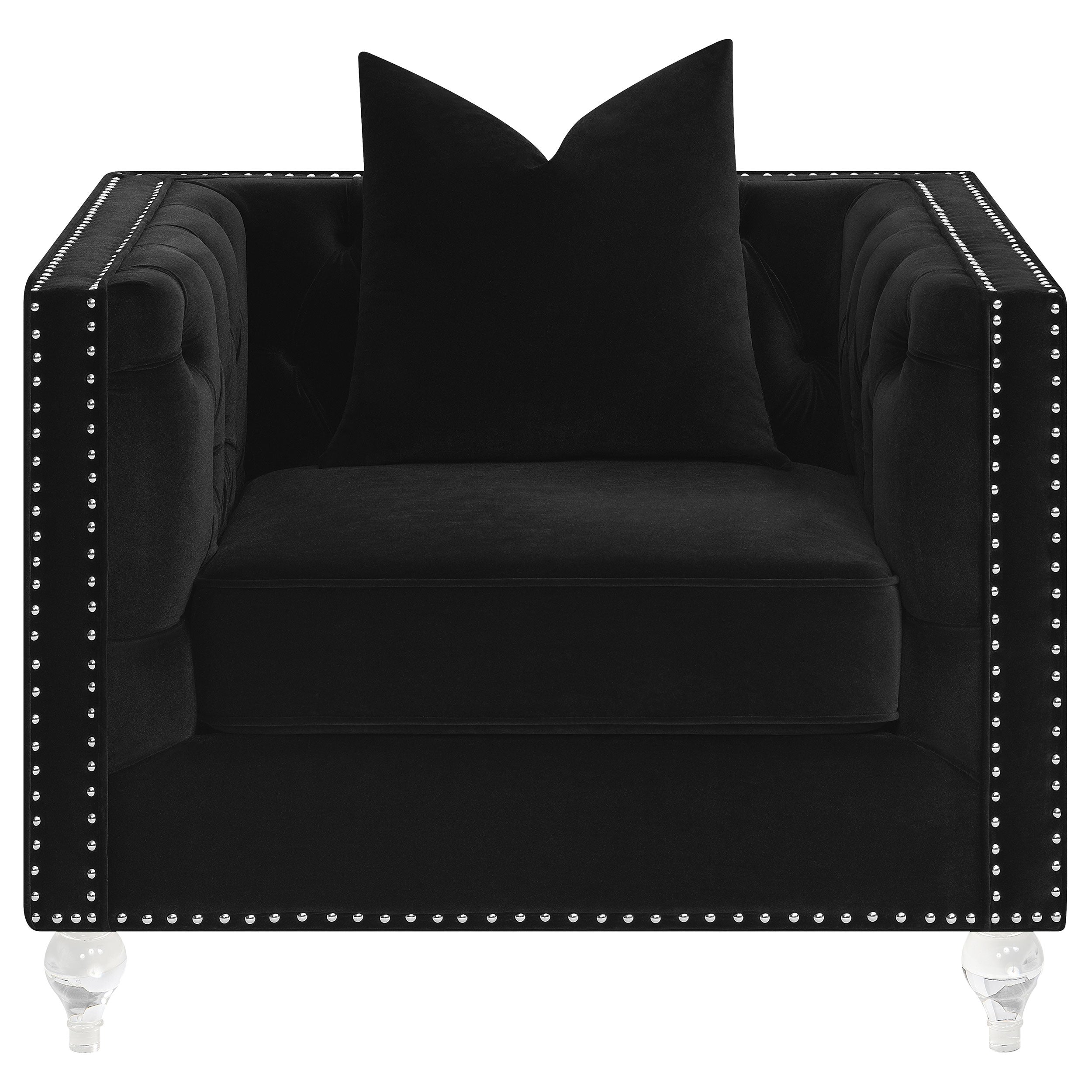 Delilah Upholstered Tufted Tuxedo Arm Chair Black