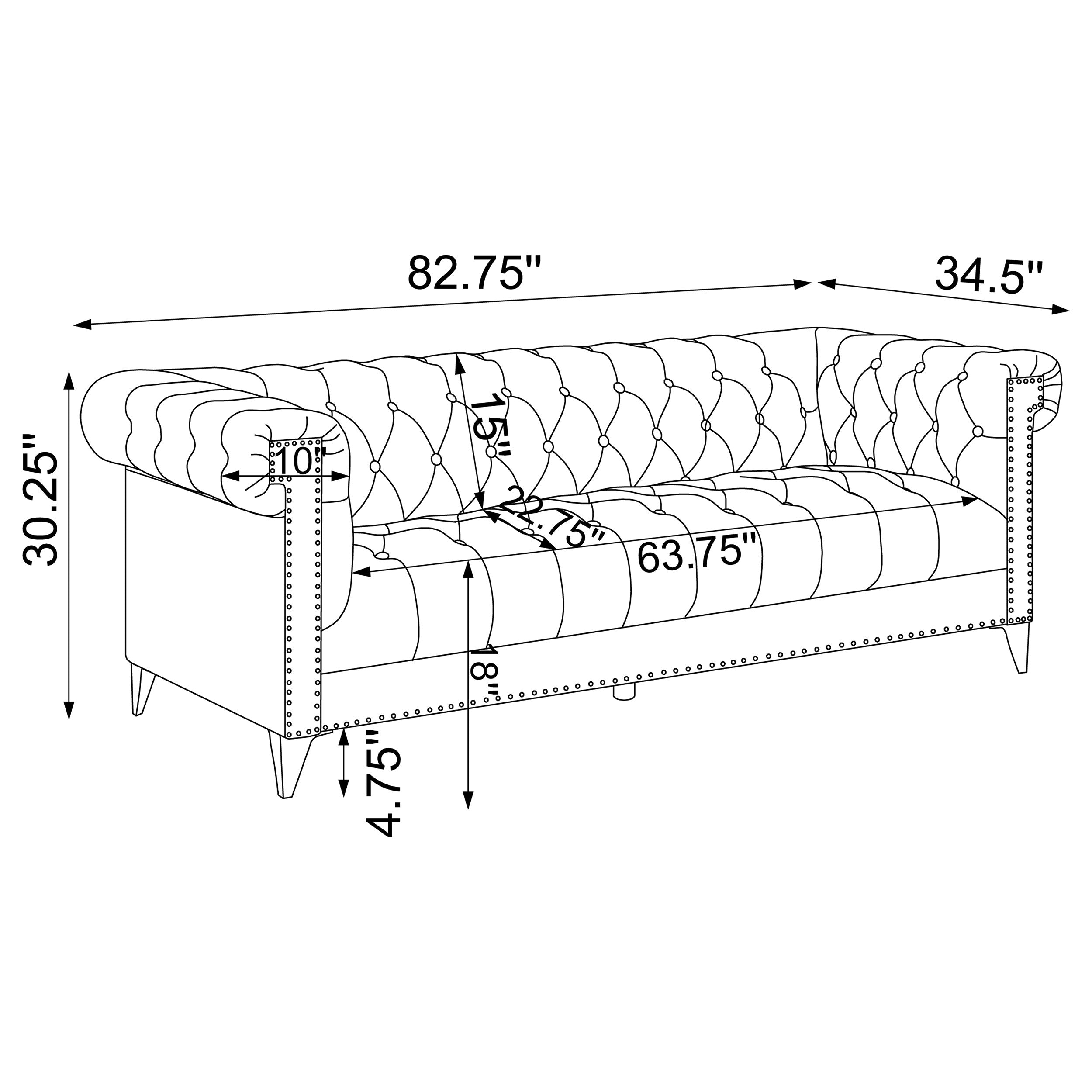 Bleker Tufted Tuxedo Arm Sofa Blue