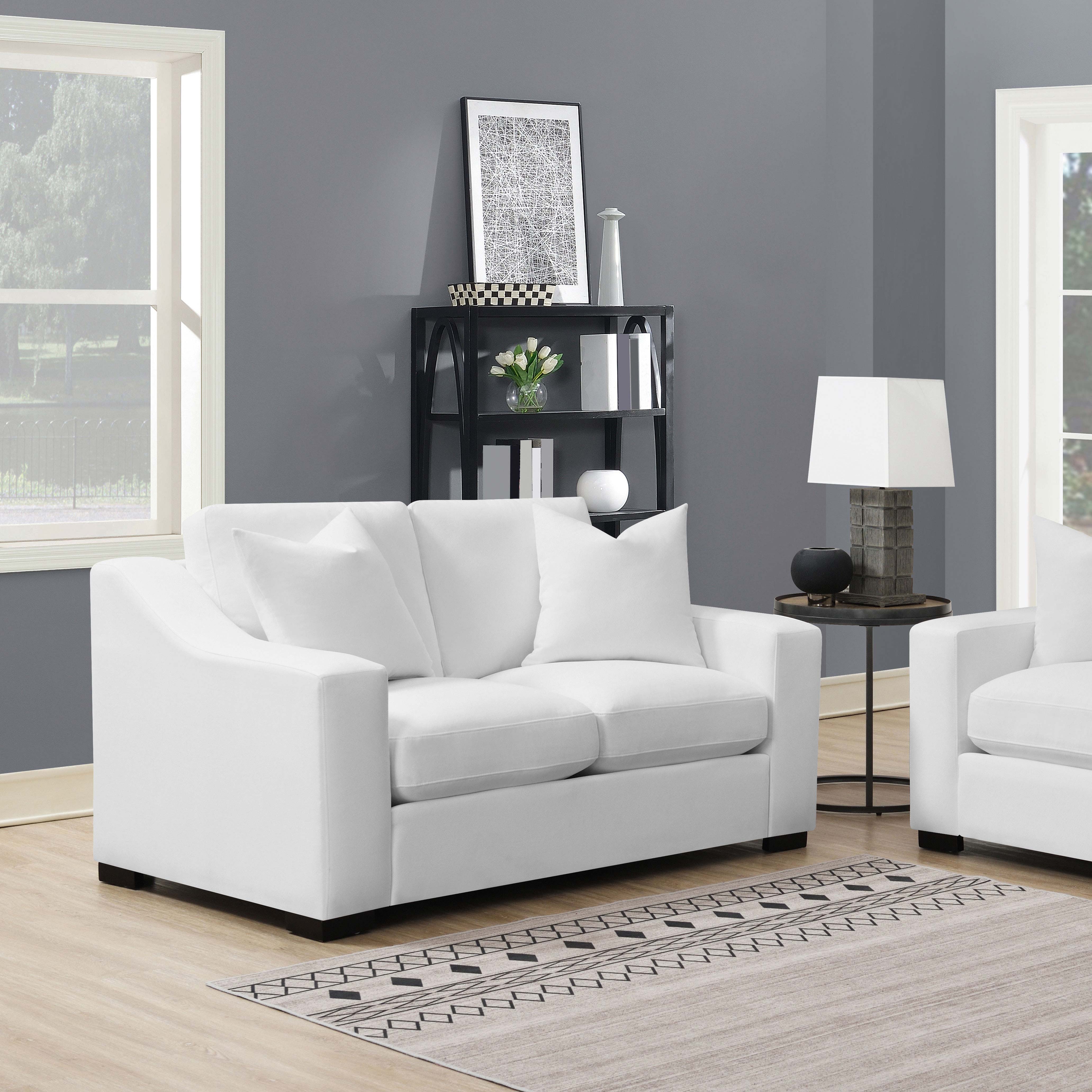 Ashlyn Upholstered Sloped Arms Loveseat White