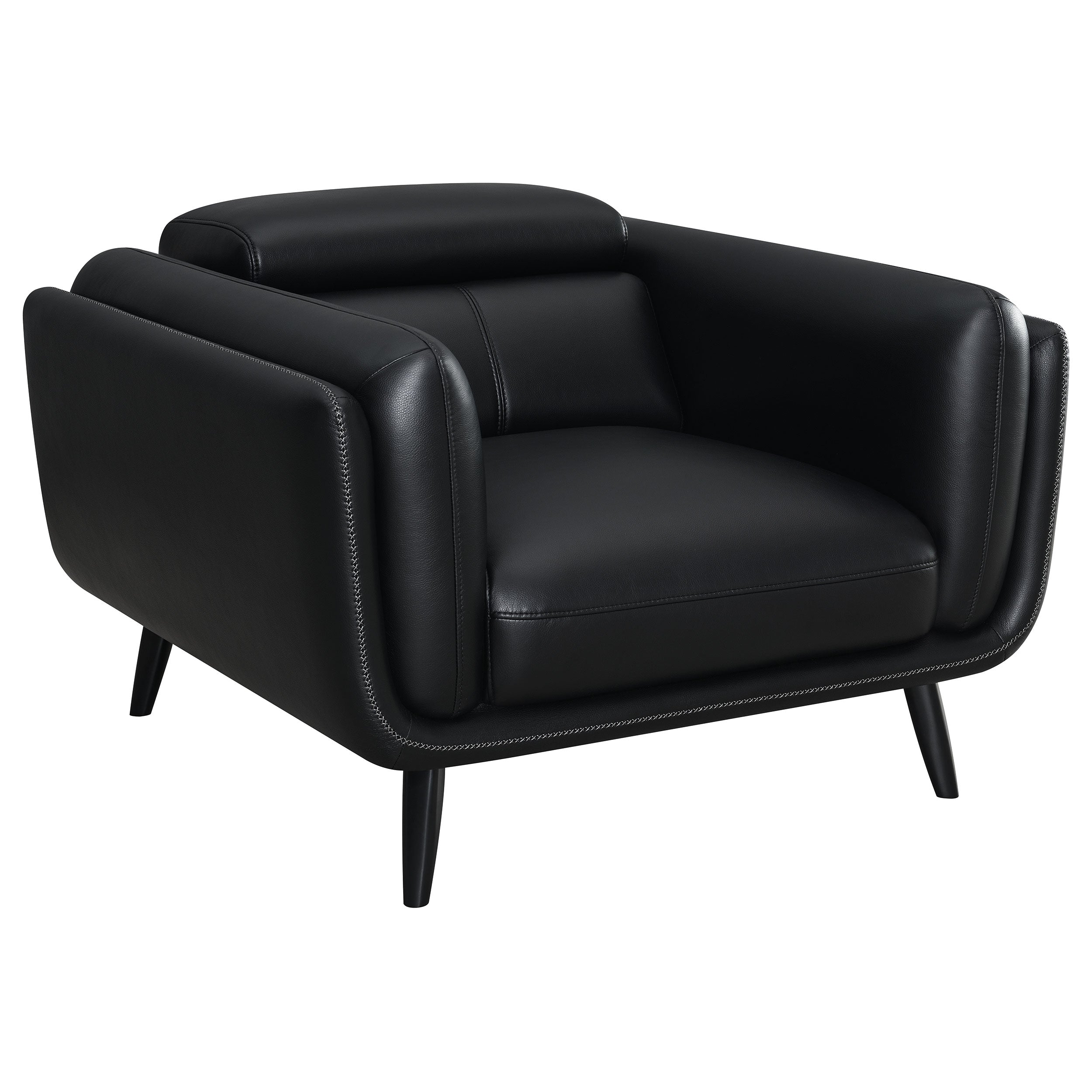 Shania Track Arms Chair with Tapered Legs Black