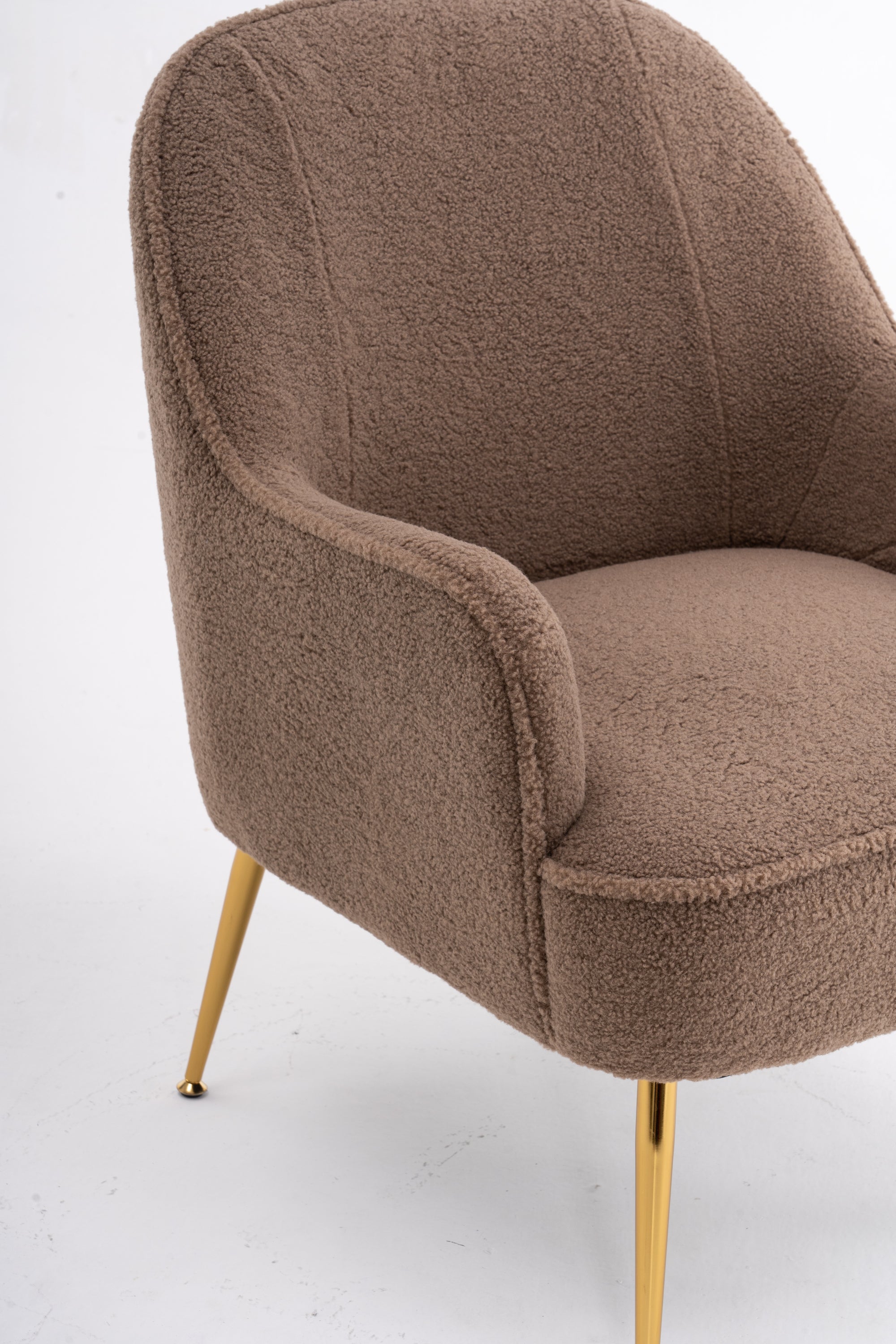 001-Modern Soft Teddy Fabric Accent Chair With Gold Metal Legs For Indoor,Coffee