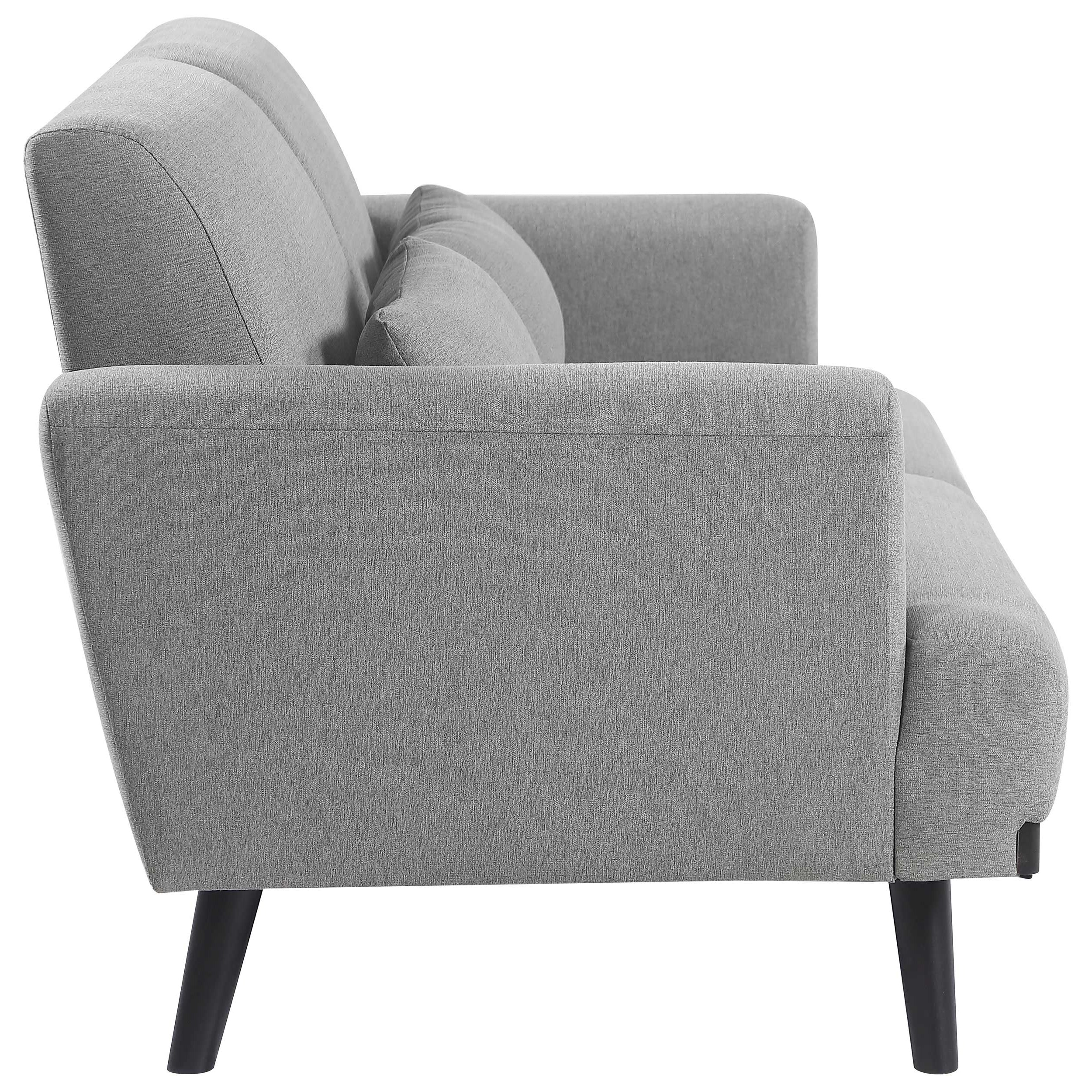 Blake Upholstered Loveseat with Track Arms Sharkskin and Dark Brown