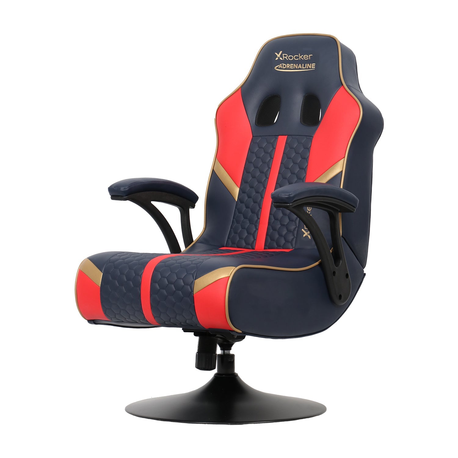 Adrenaline 2.1 Wireless w Vibration Pedestal Gaming Chair, Red, Blue, Gold