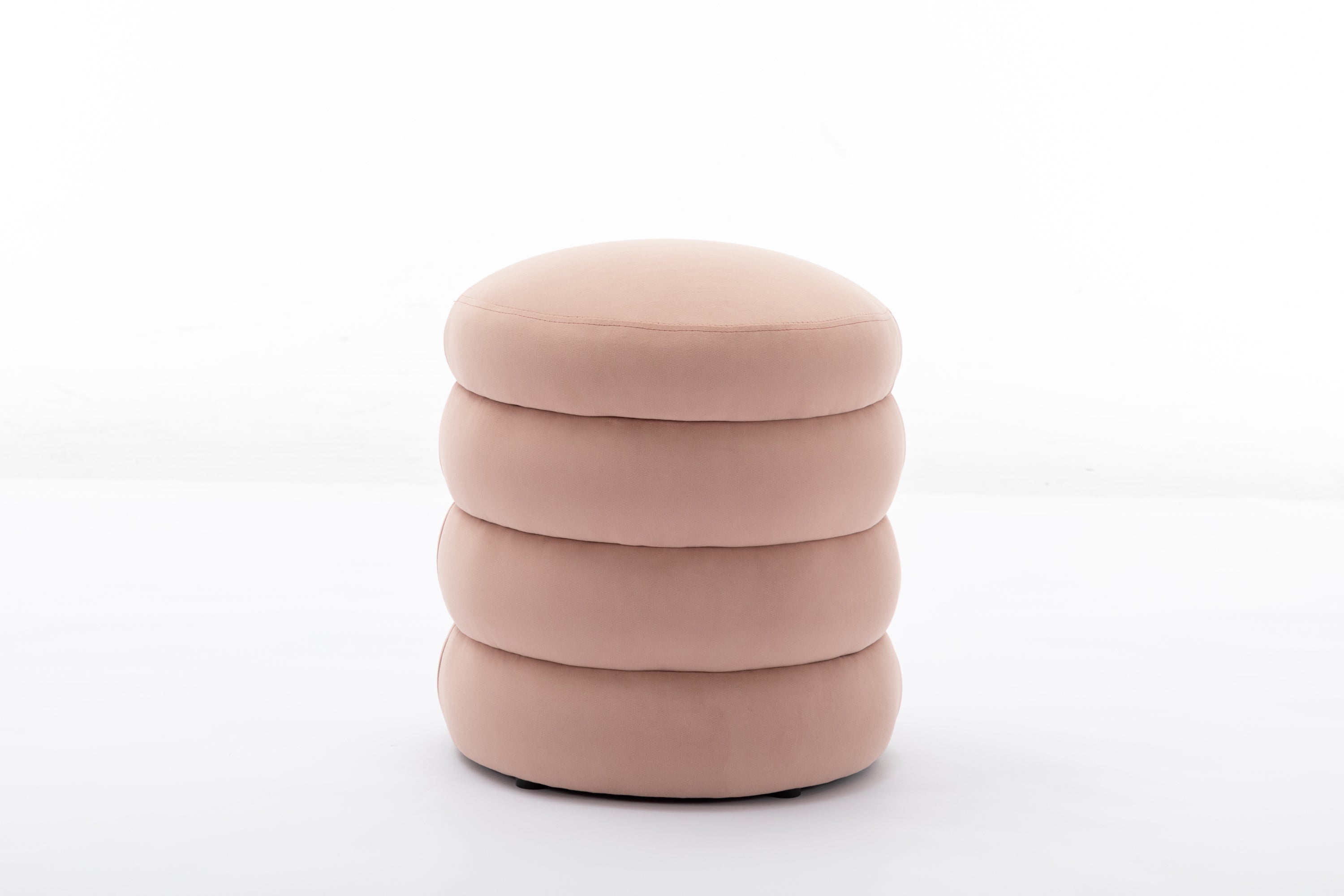 006-Soft Velvet Round Ottoman Footrest Stool,Pink