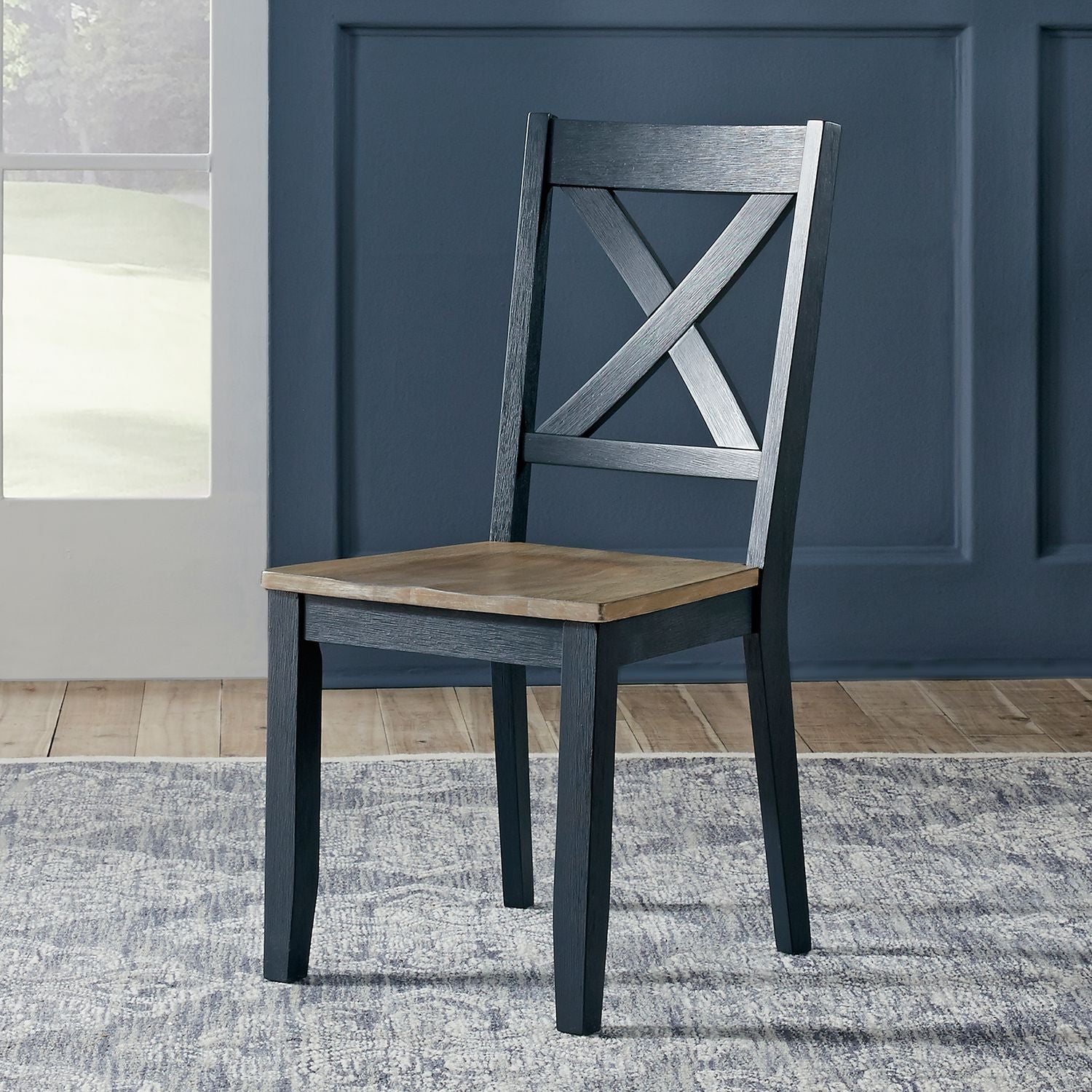 Sias X Back Side Chair- Navy