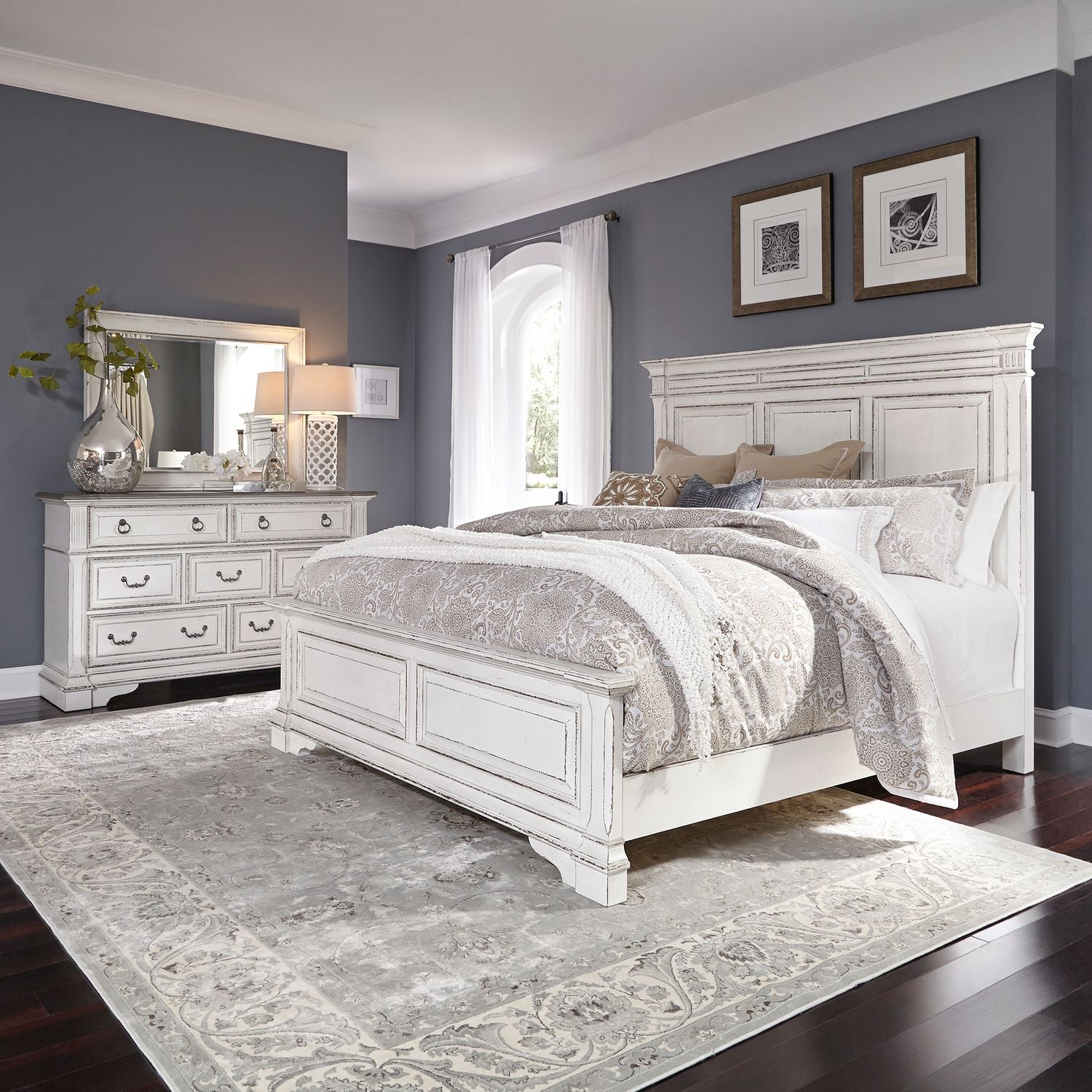 Adrijus King California Panel Bed, Dresser & Mirror