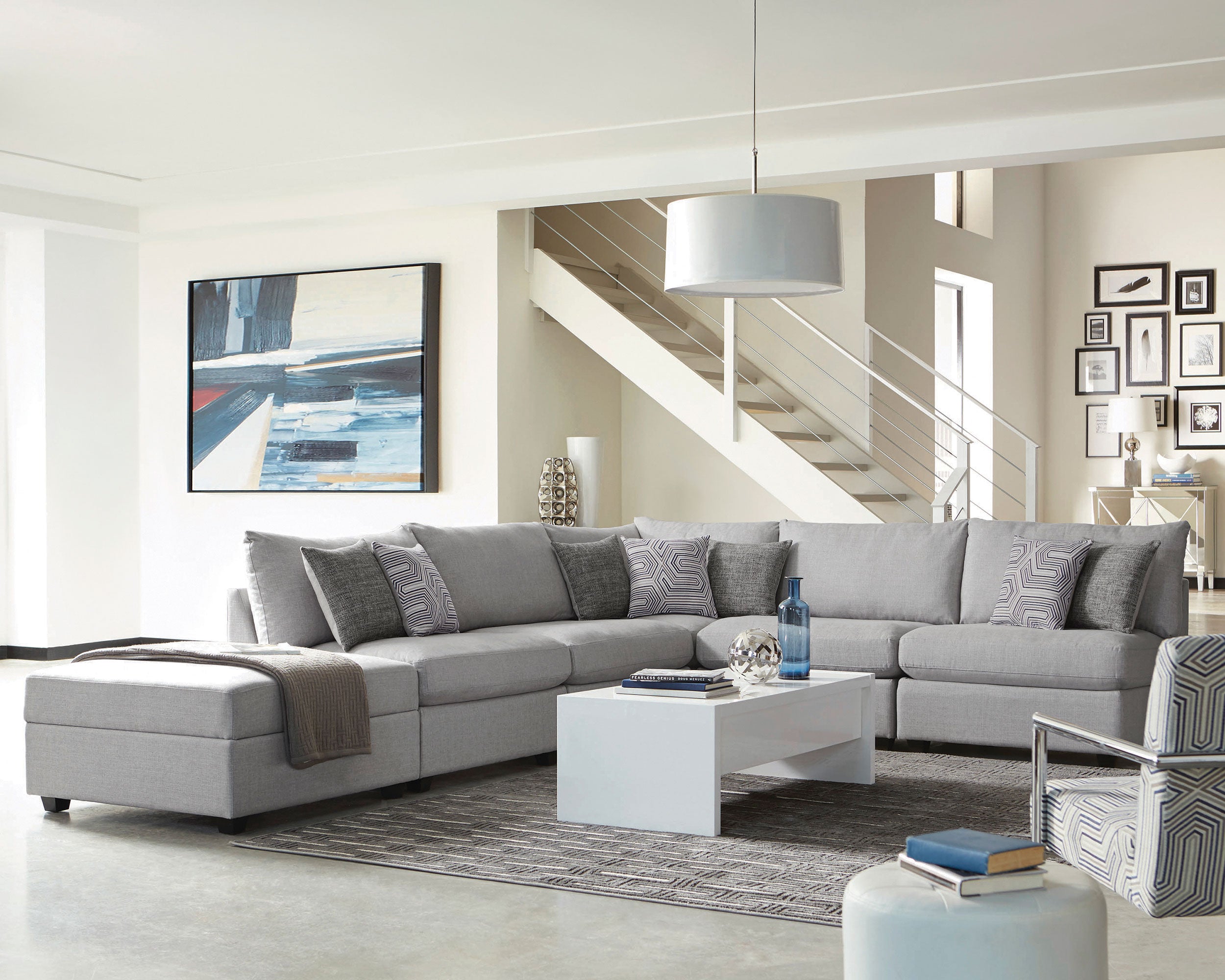 Almarie 4-piece Upholstered Modular Sectional Grey Sectional Grey