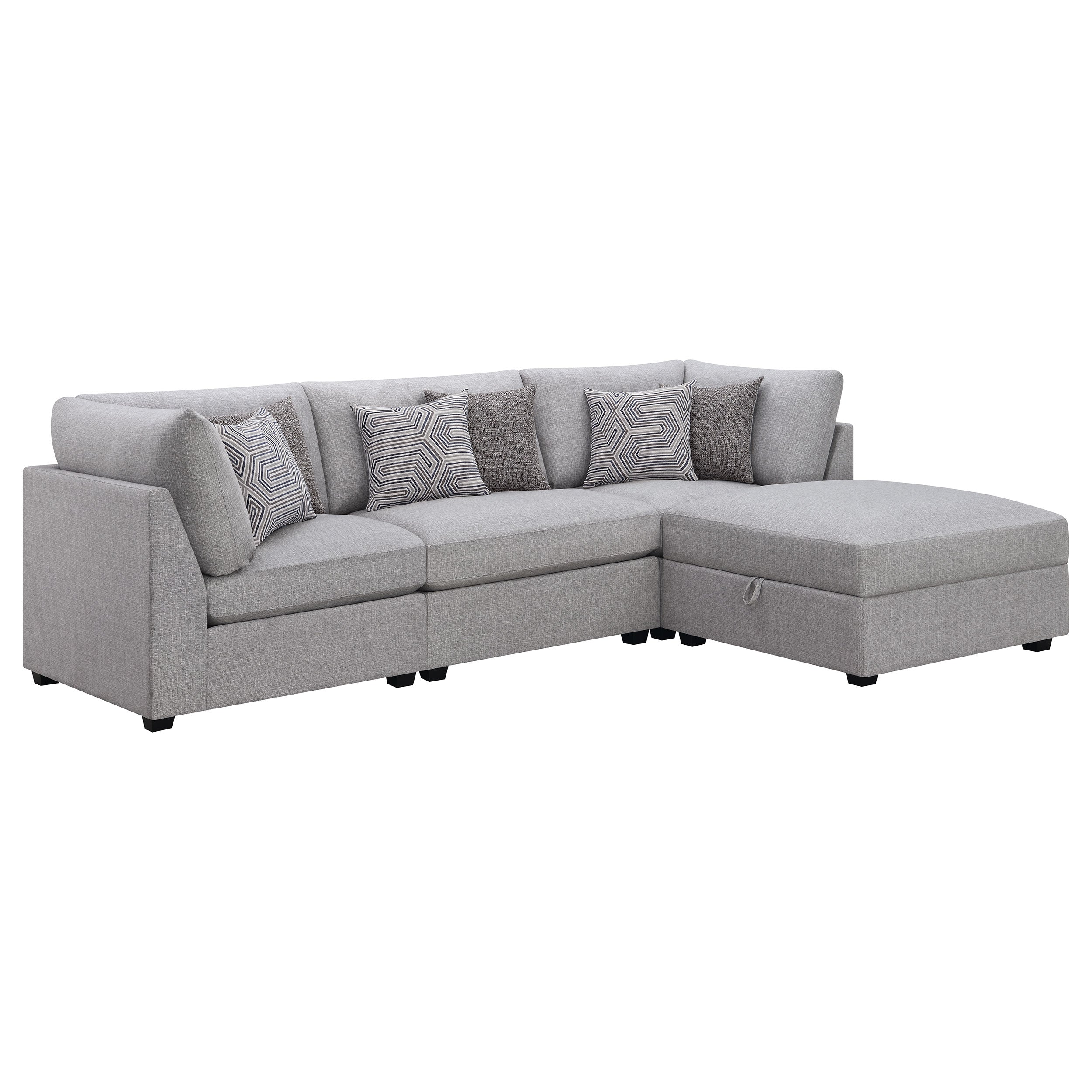 Almarie 4-piece Upholstered Modular Sectional Grey Sectional Grey