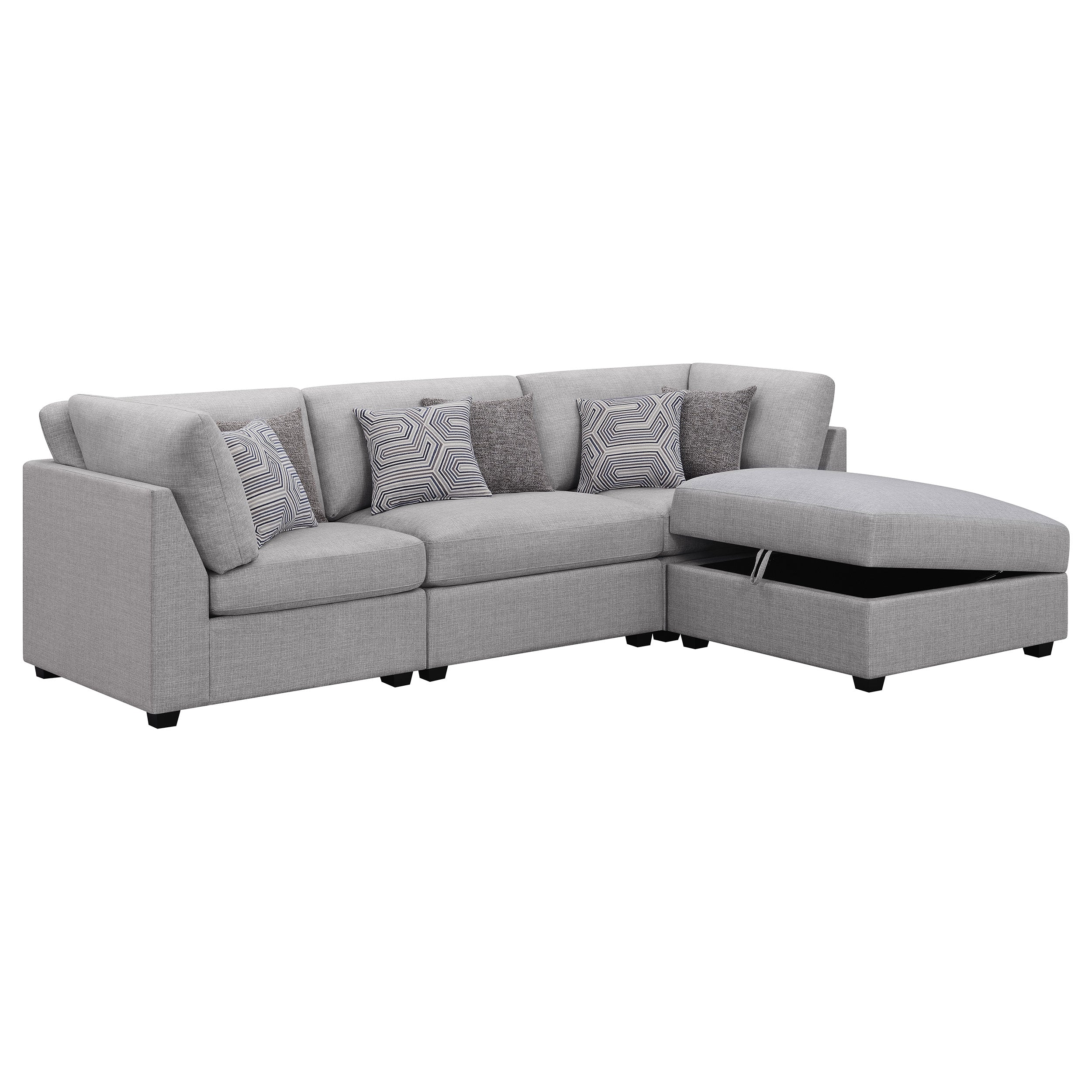 Almarie 4-piece Upholstered Modular Sectional Grey Sectional Grey