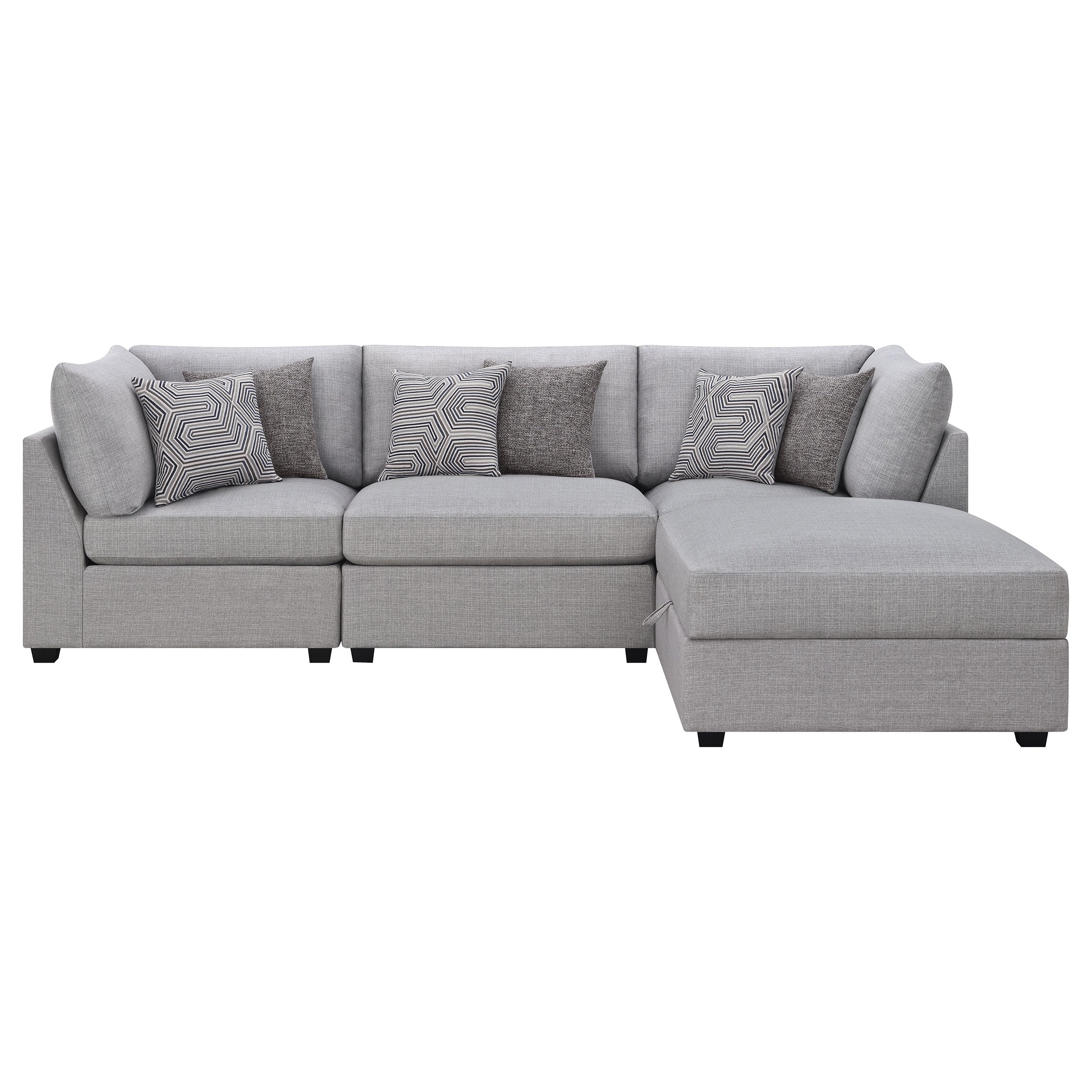 Almarie 4-piece Upholstered Modular Sectional Grey Sectional Grey