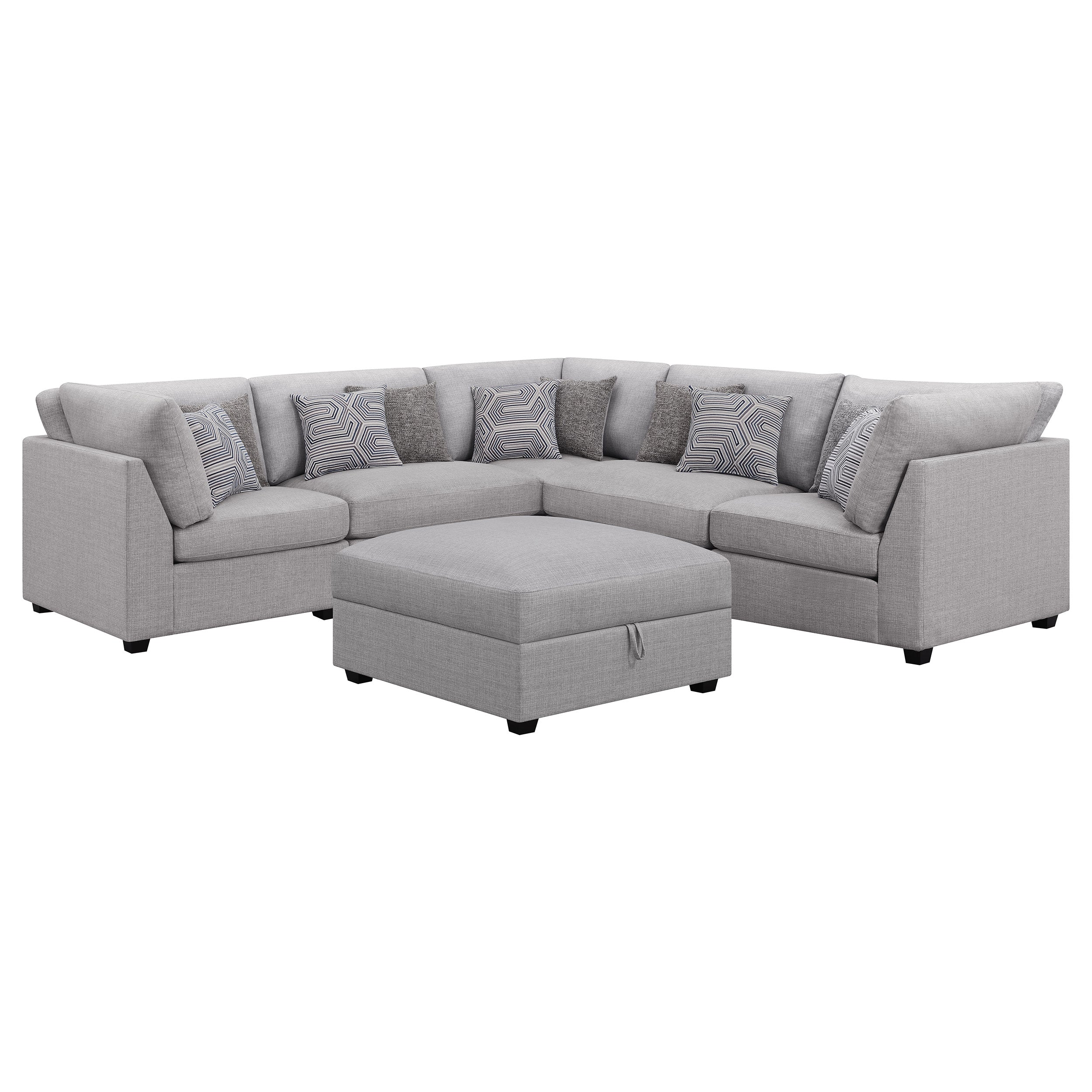 Aleona 6-piece Upholstered Modular Sectional Grey Sectional Grey