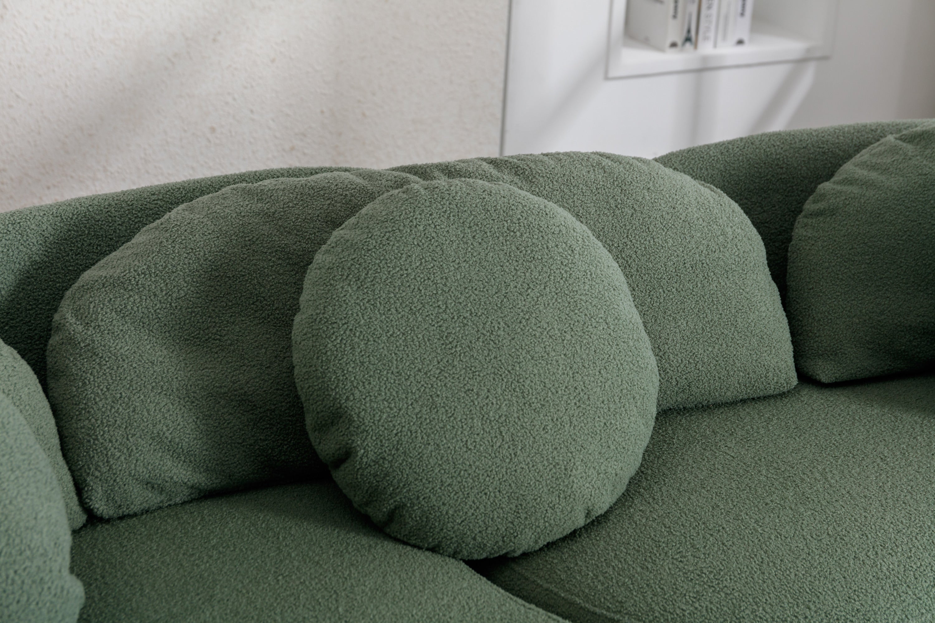 103.9" Modern Living Room Sofa Lamb Velvet Upholstered Couch Furniture for Home or Office, Green