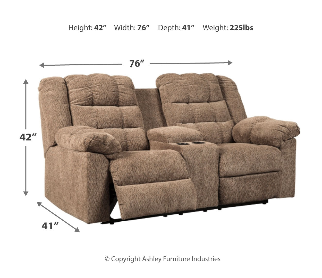 Workhorse Reclining Loveseat with Console