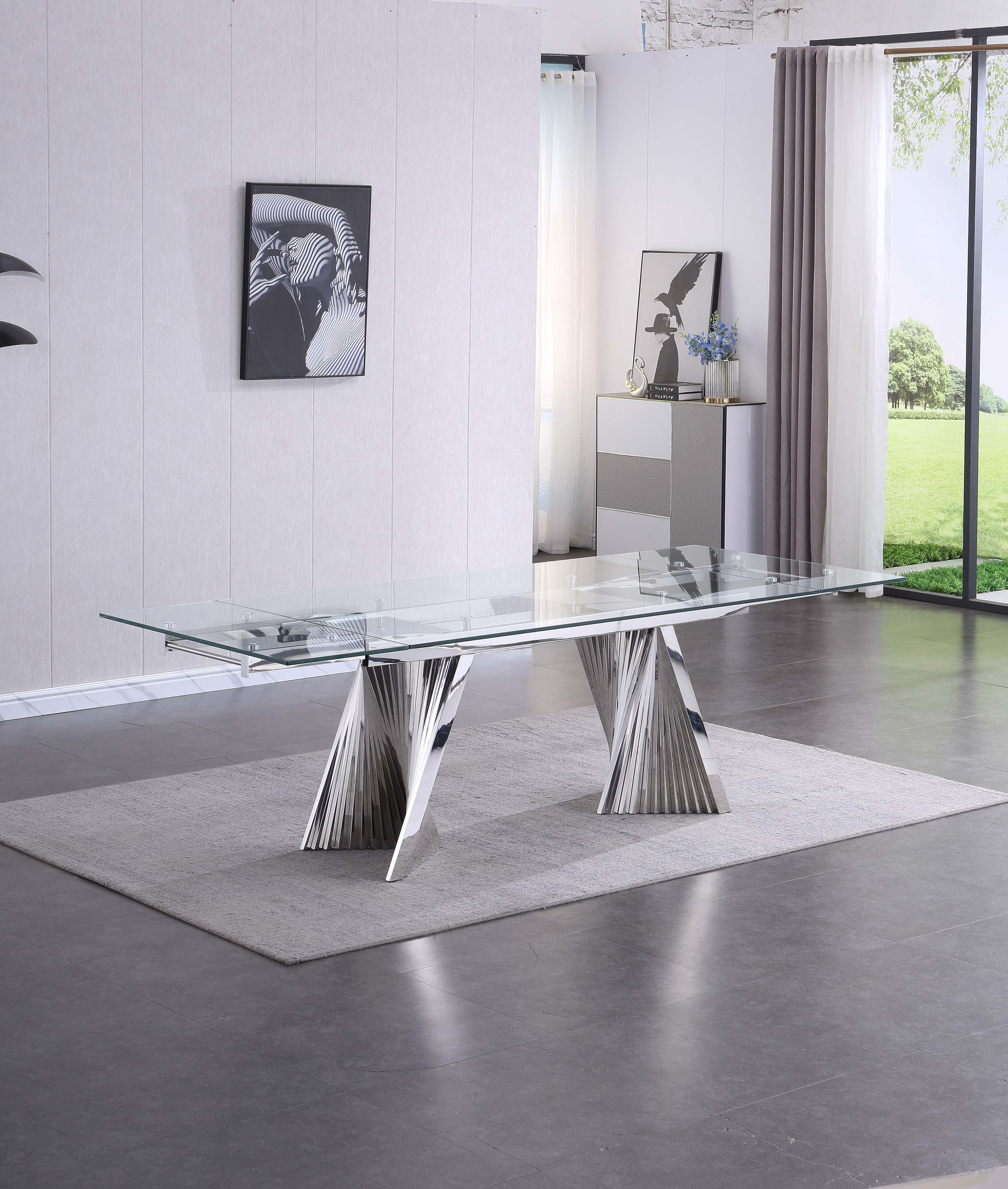 Shoffner Extendable Dining Table Glass