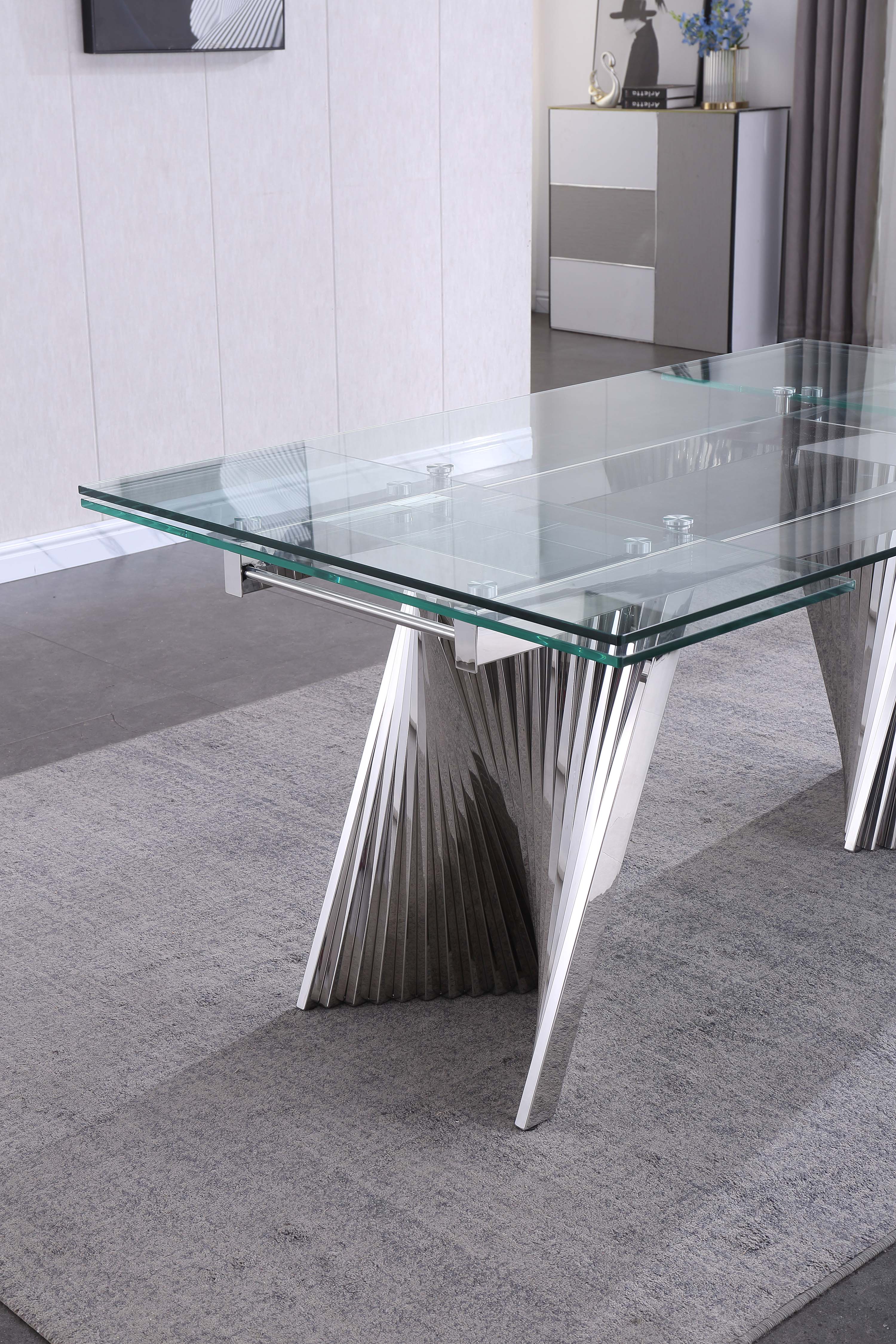 Shoffner Extendable Dining Table Glass