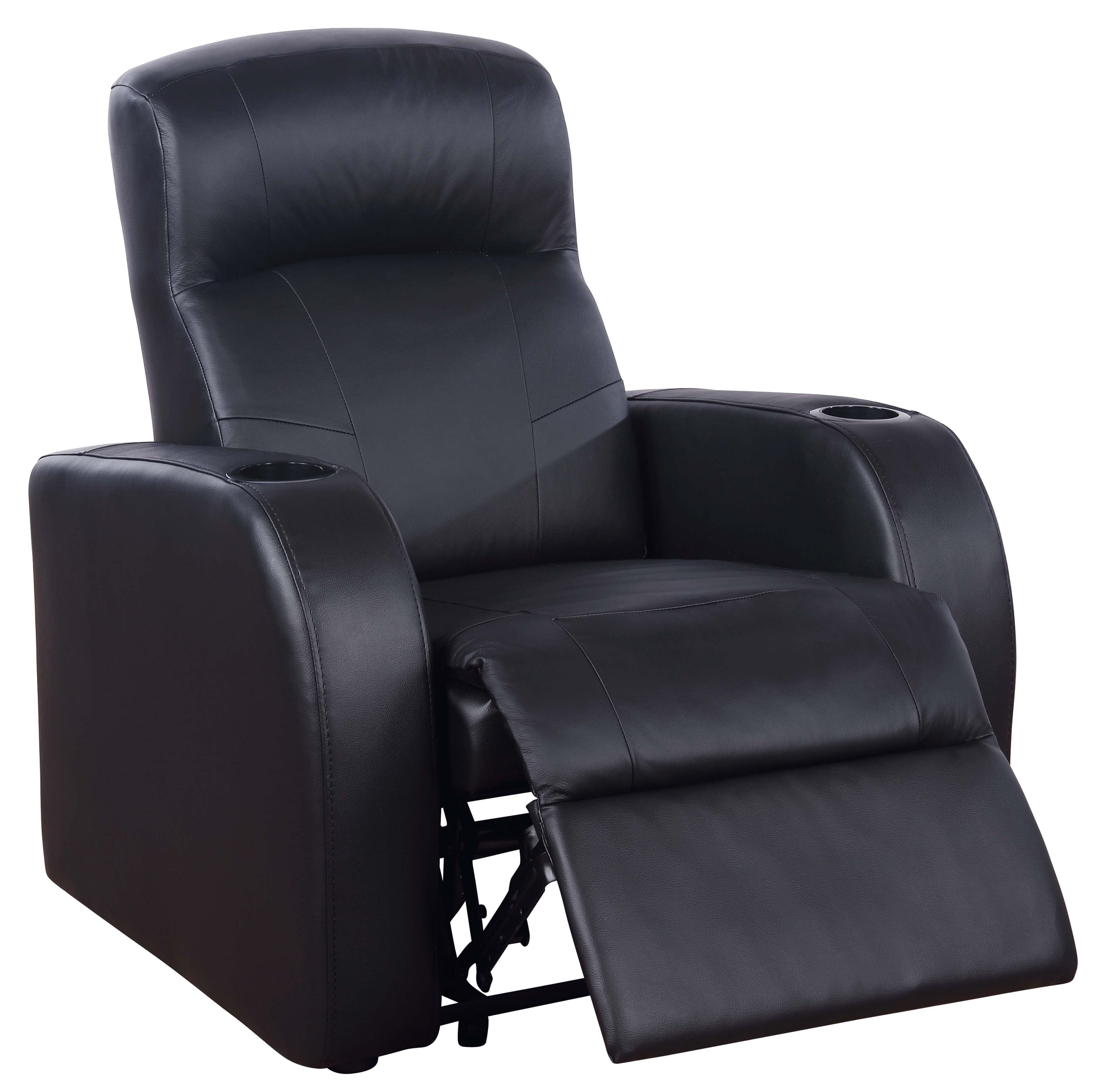 Alwaleed Upholstered Recliner Living Room Set Black Theater Seating Black