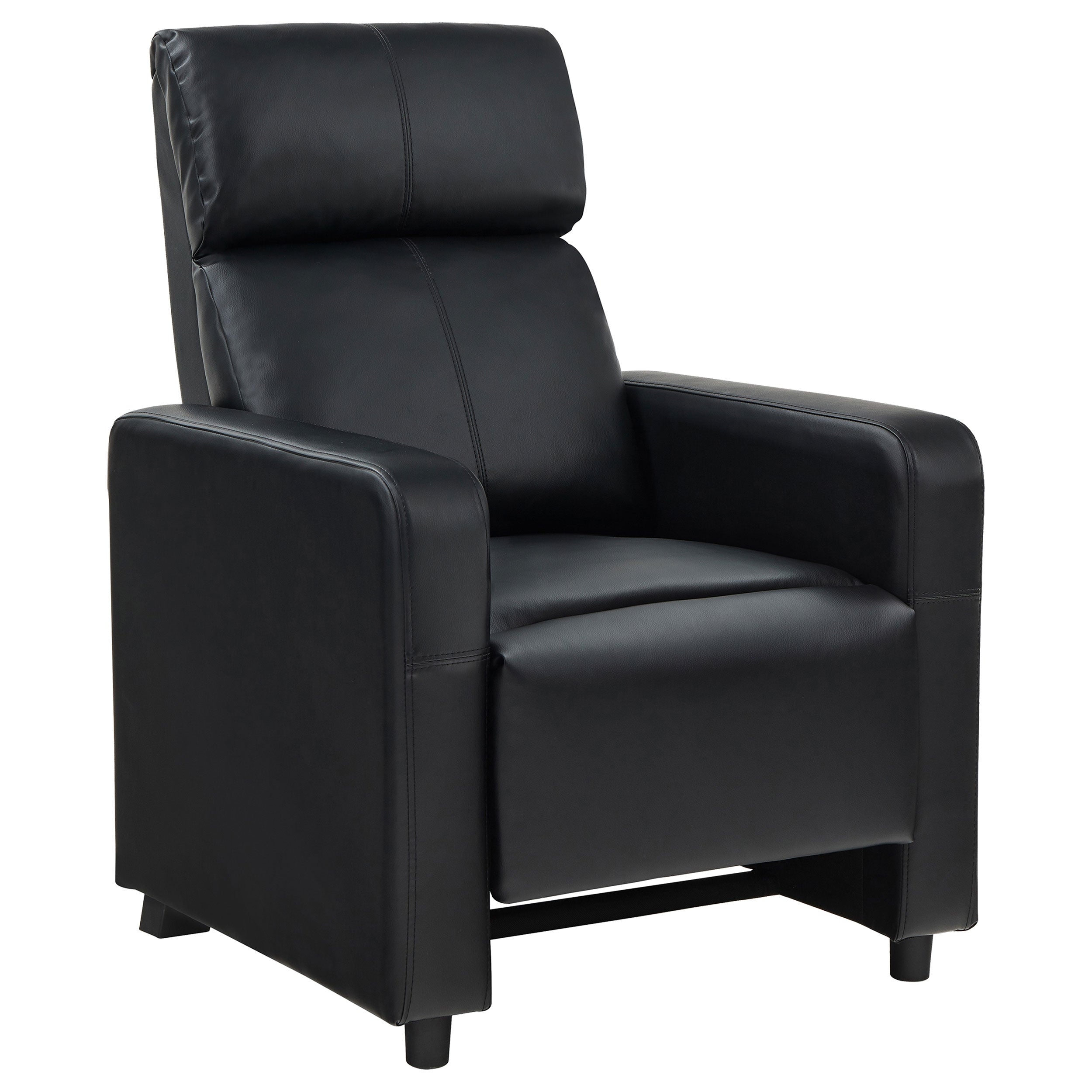 Aliisa Upholstered Tufted Recliner Living Room Set Black Push Back Recliner Black