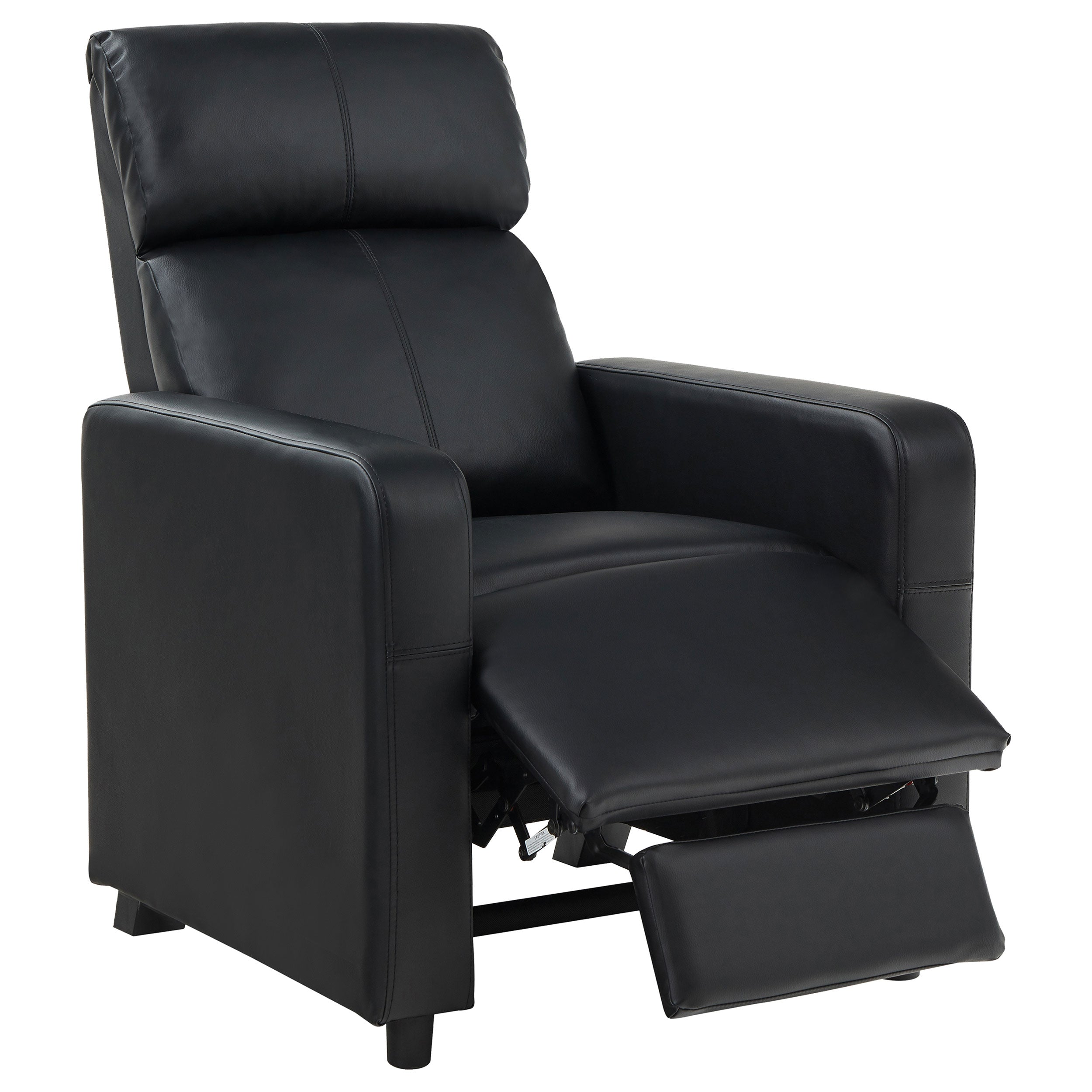 Aliisa Upholstered Tufted Recliner Living Room Set Black Push Back Recliner Black