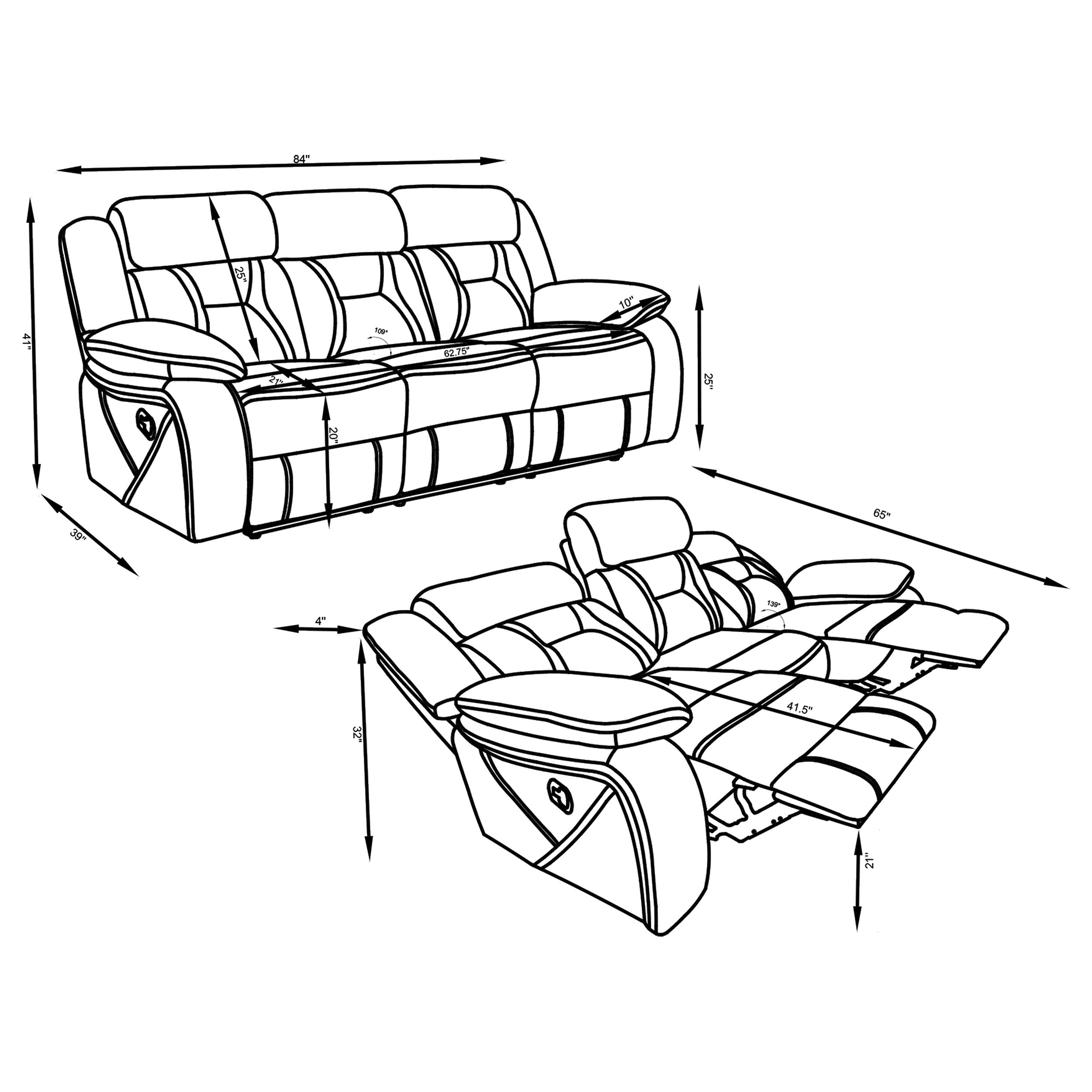 Jamhal Upholstered Tufted Living Room Set Motion Sofa Grey