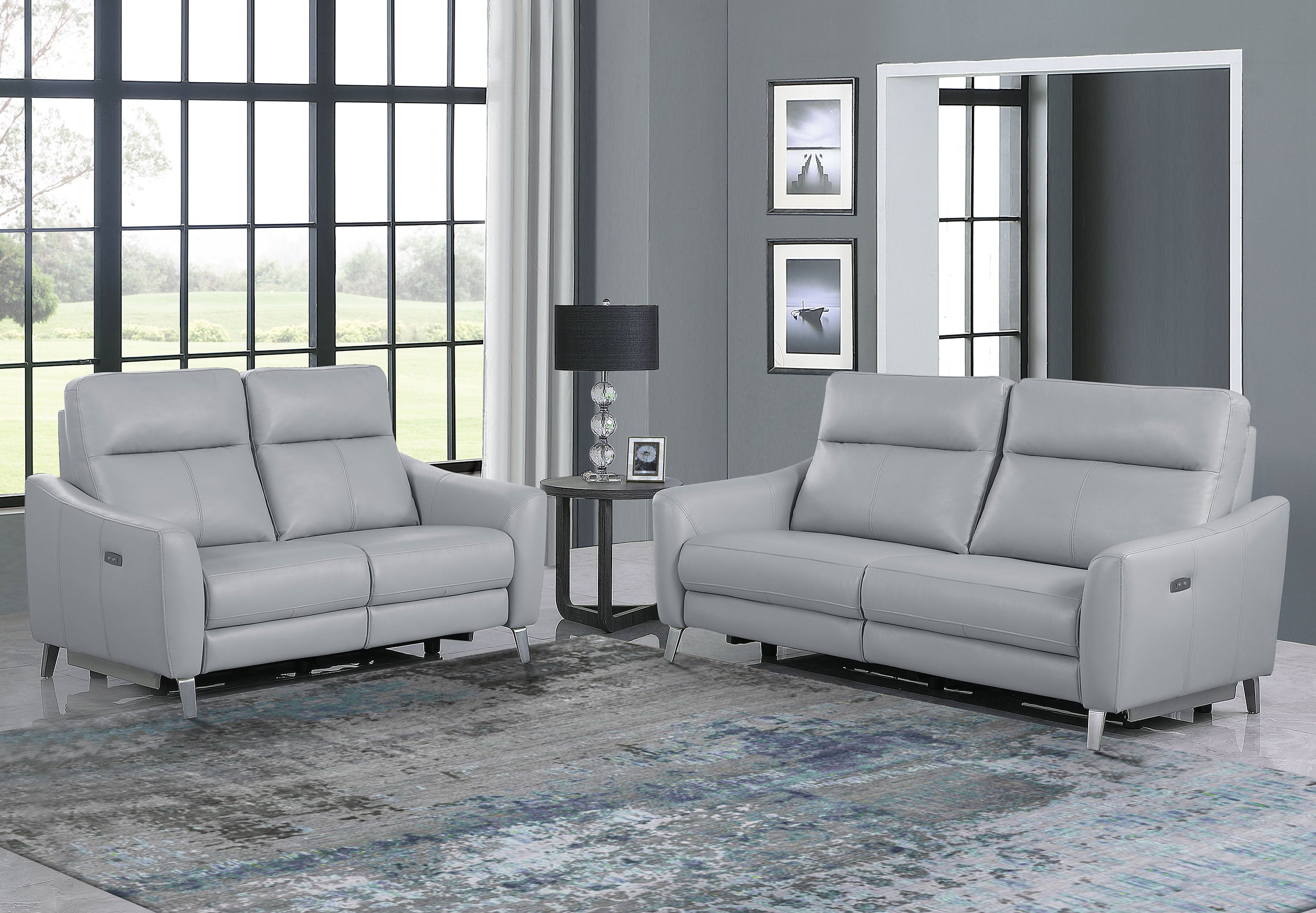 Alphonza Upholstered Power Living Room Set Power Sofa Grey