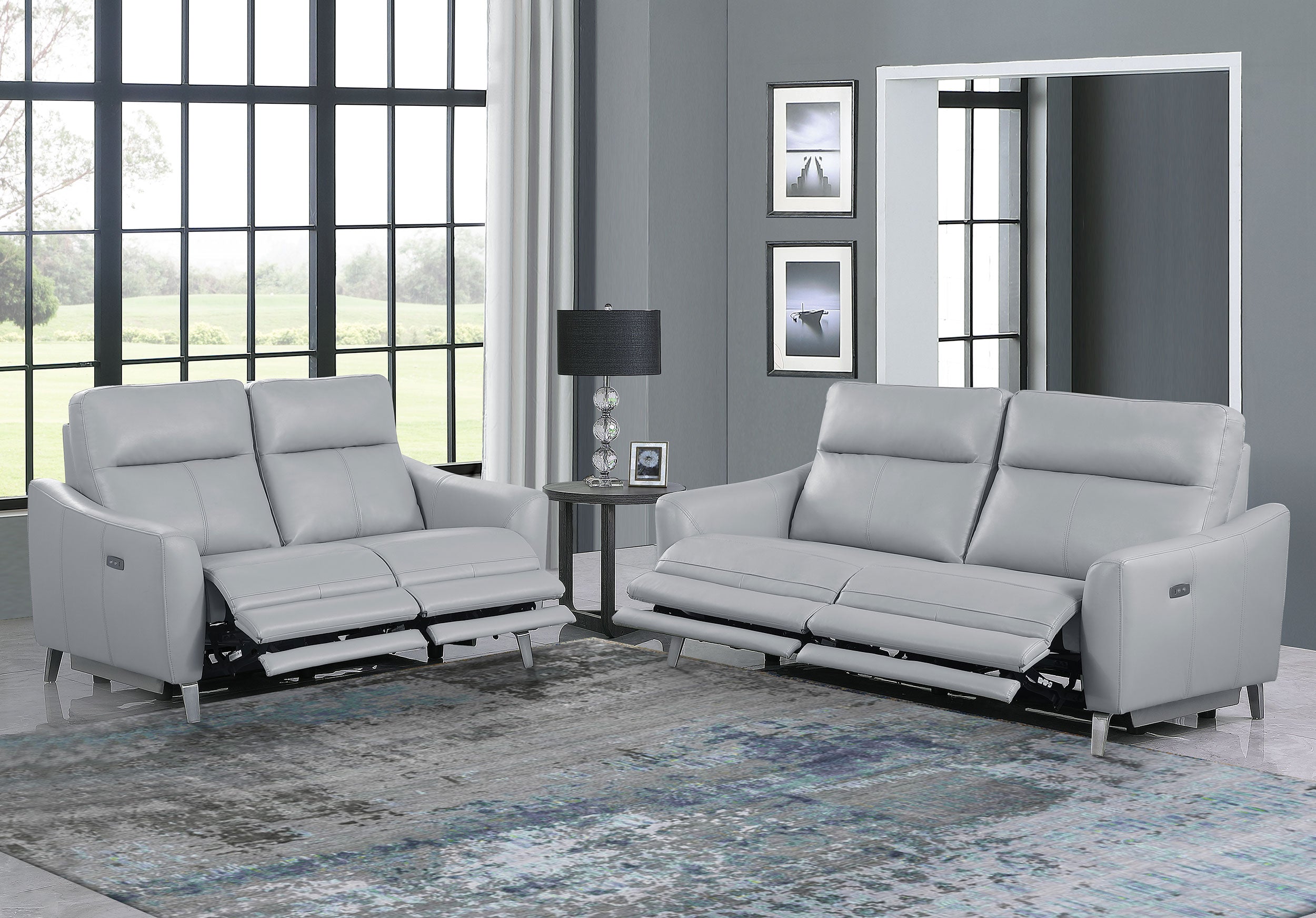 Alphonza Upholstered Power Living Room Set Power Sofa Grey