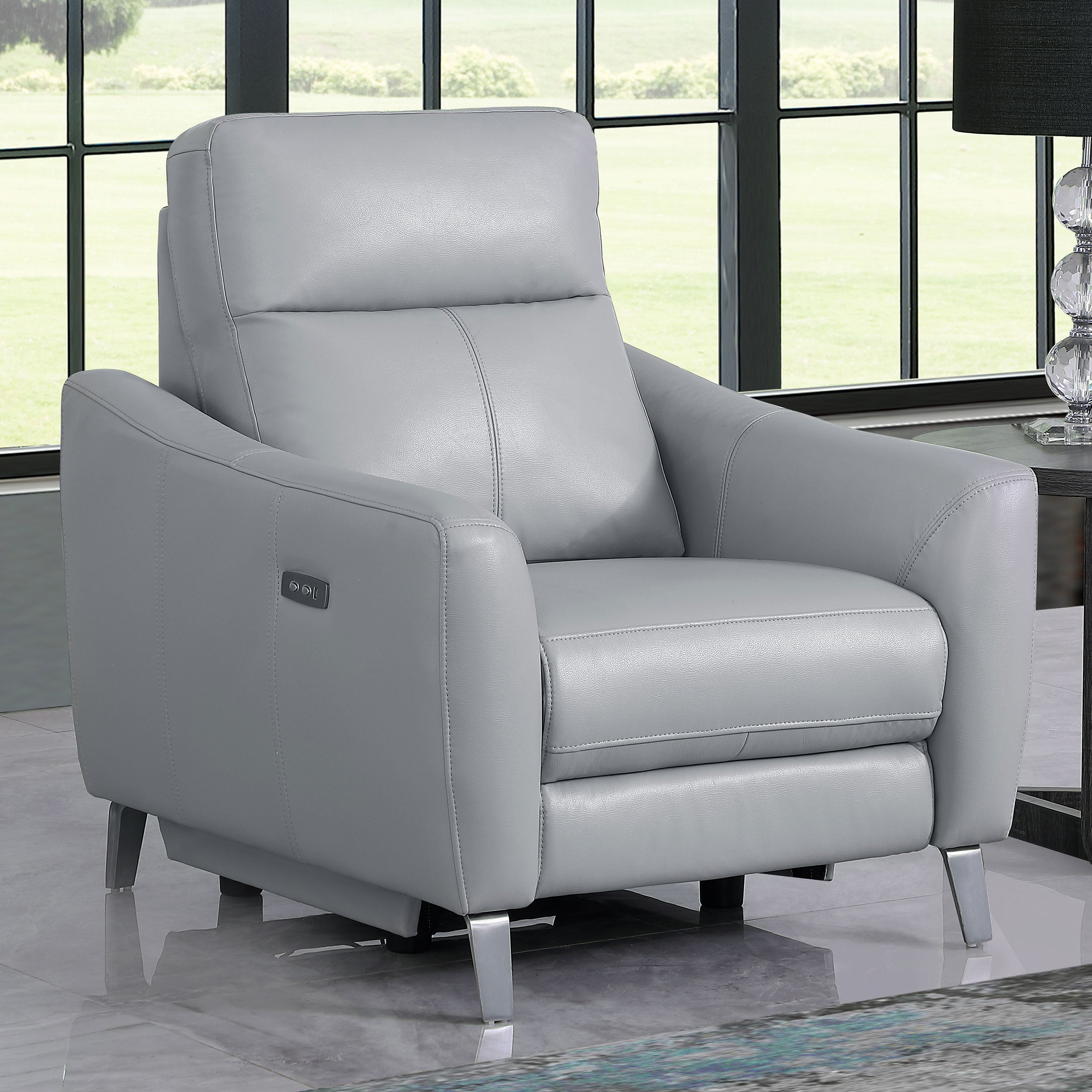 Derek Upholstered Power Recliner Power Recliner Grey