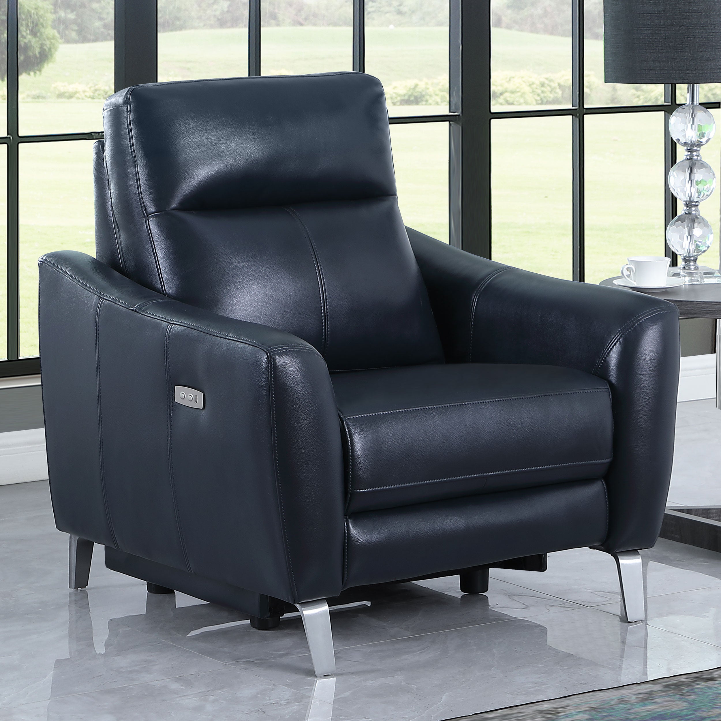 Derek Upholstered Power Recliner Power Recliner Blue