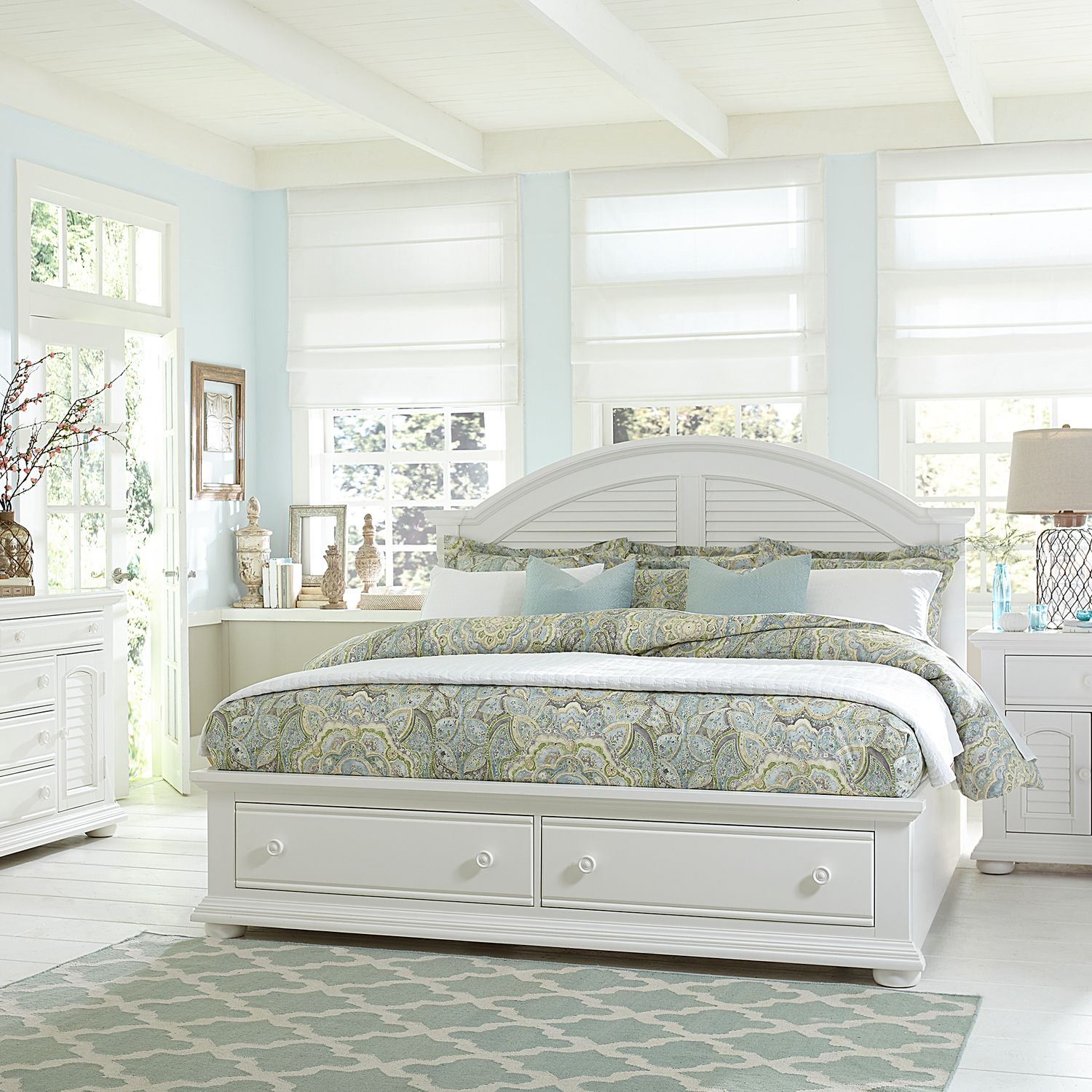 Alenna Queen Storage Bed, Dresser & Mirror, Chest, Night Stand