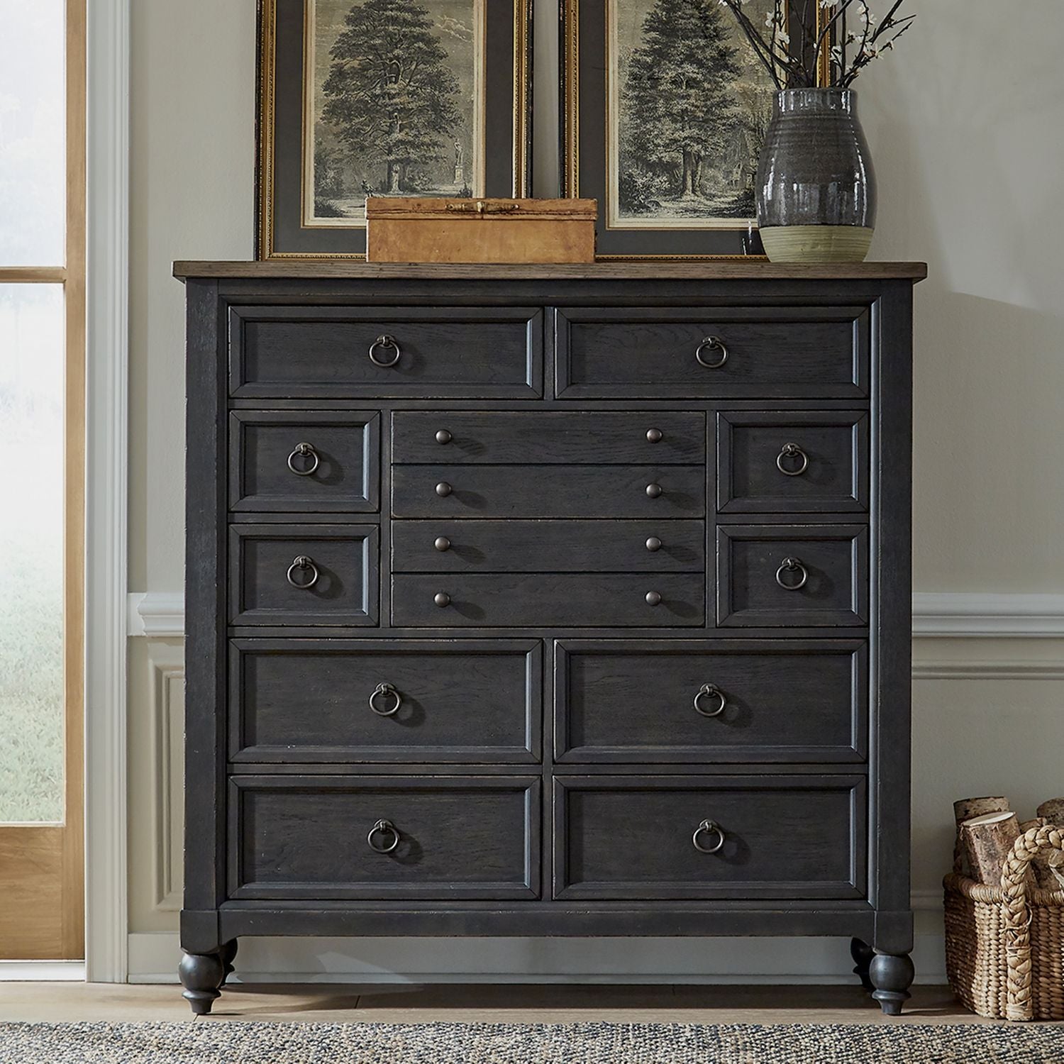 Derenberger 12 Drawer Chest - Black