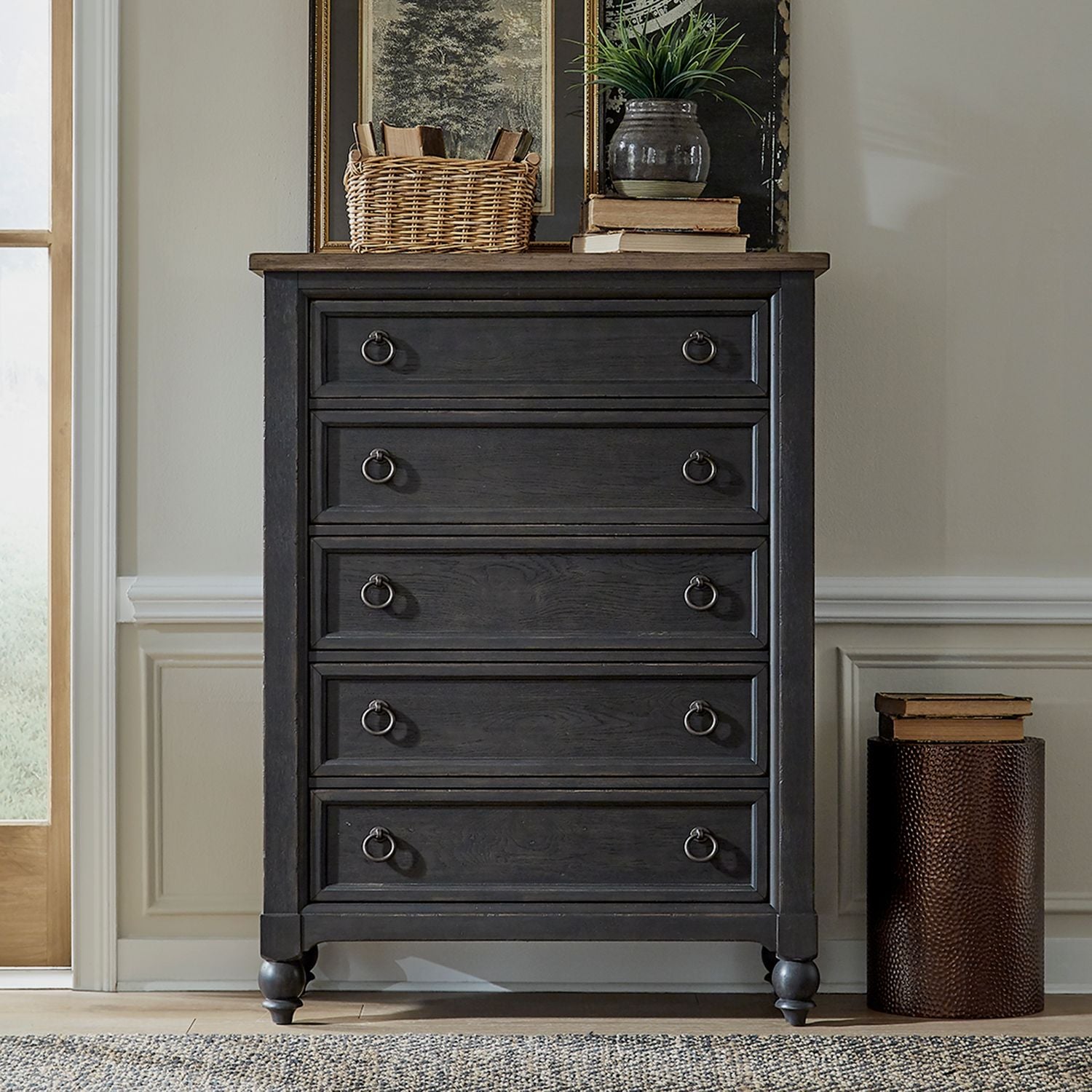 Dhruvan 5 Drawer Chest - Black