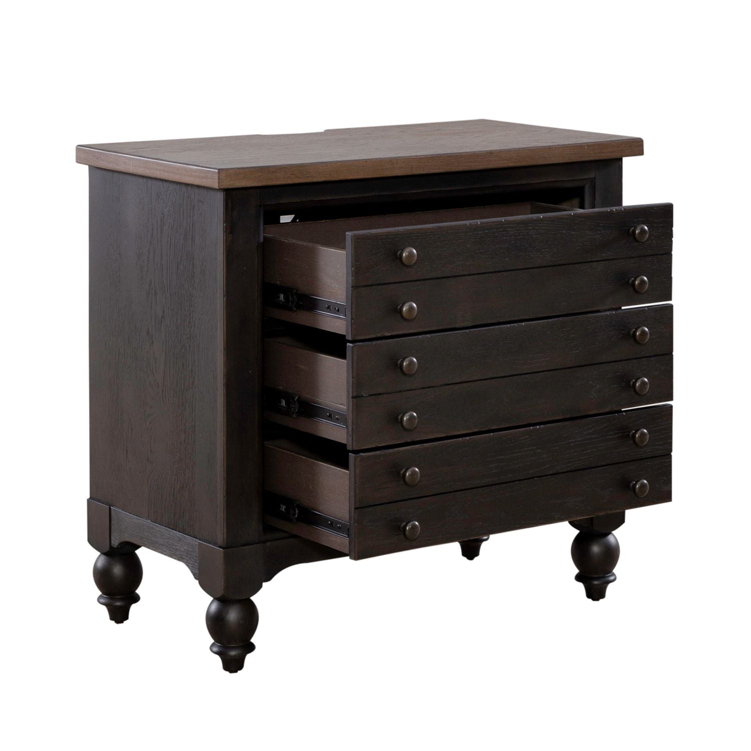 Aumuller Bedside Chest with Charging Station - Black